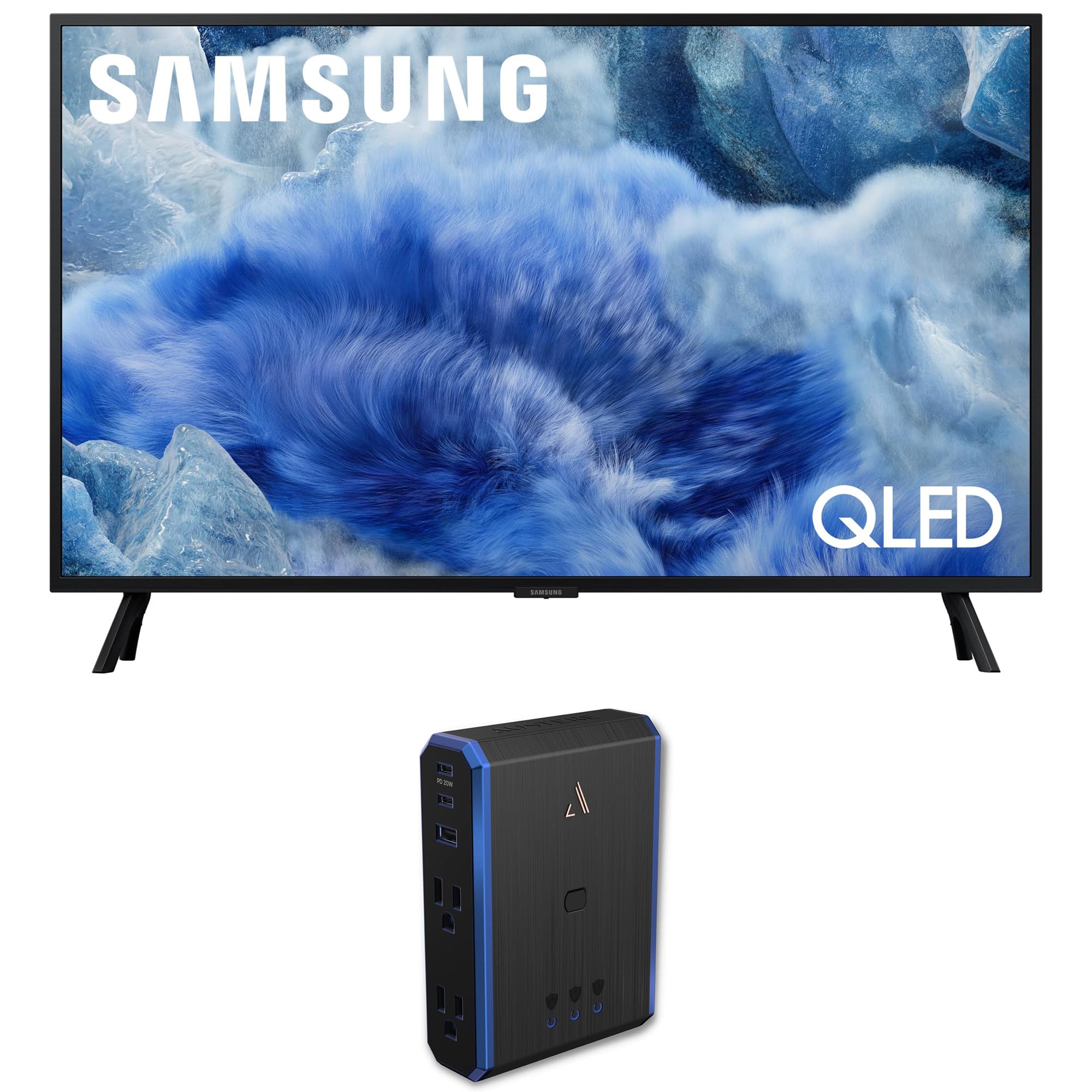 Samsung QN32Q8FAAFXZA 32 Inch Class QLED Q8F 4K Vision AI Smart TV with an Austere 5S-PS4-US1 4-Outlet Power with Omniport USB (