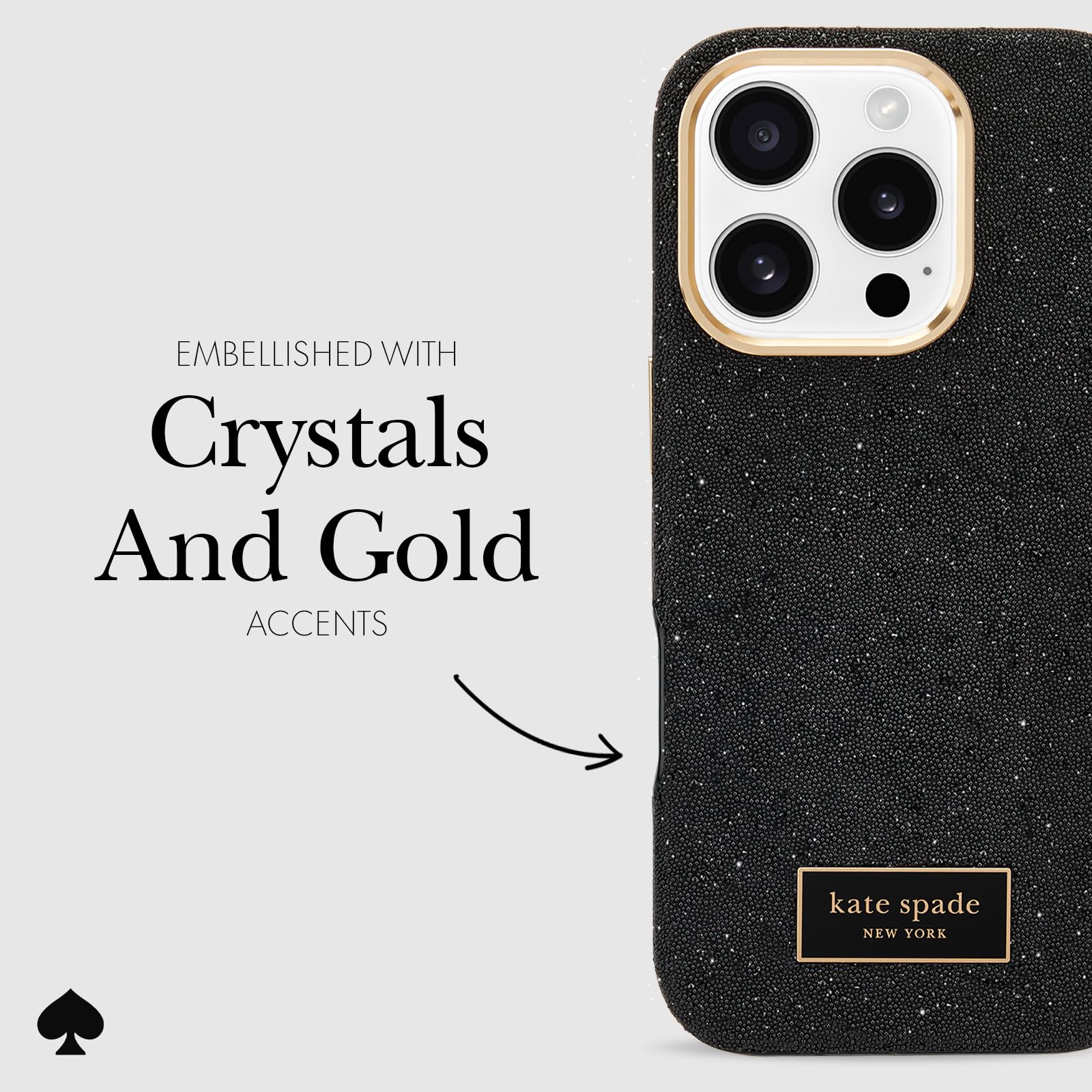 Kate Spade New York Iphone 16 Pro Case   Compatible With Magsafe   Designer Phone Case   Crystal Pave Nightfall