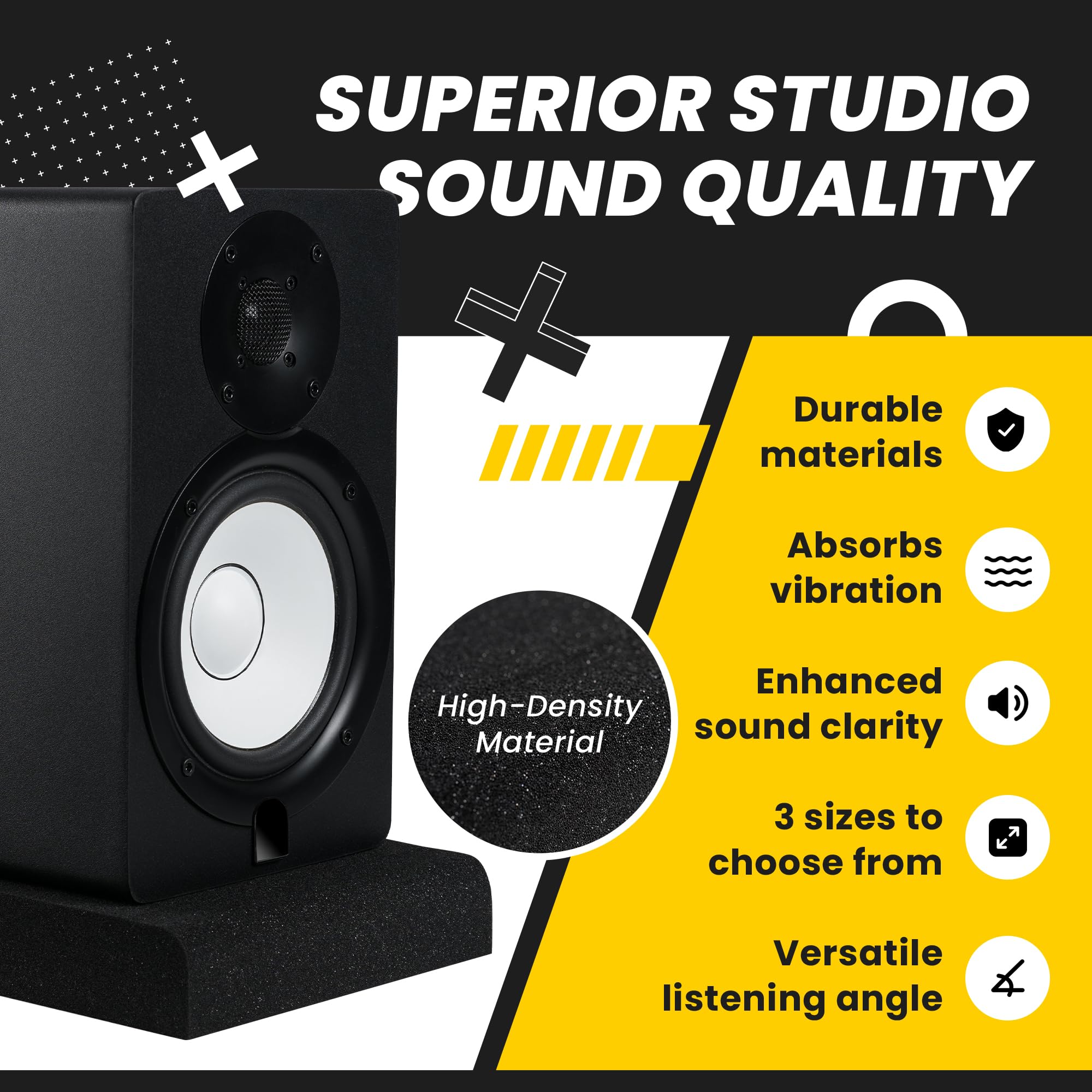Sound Addicted   Studio Monitor Isolation Pads Suitable For 6.5, 7 And 8 Inches Large Speakers  Reduce Vibrations And Fits Most