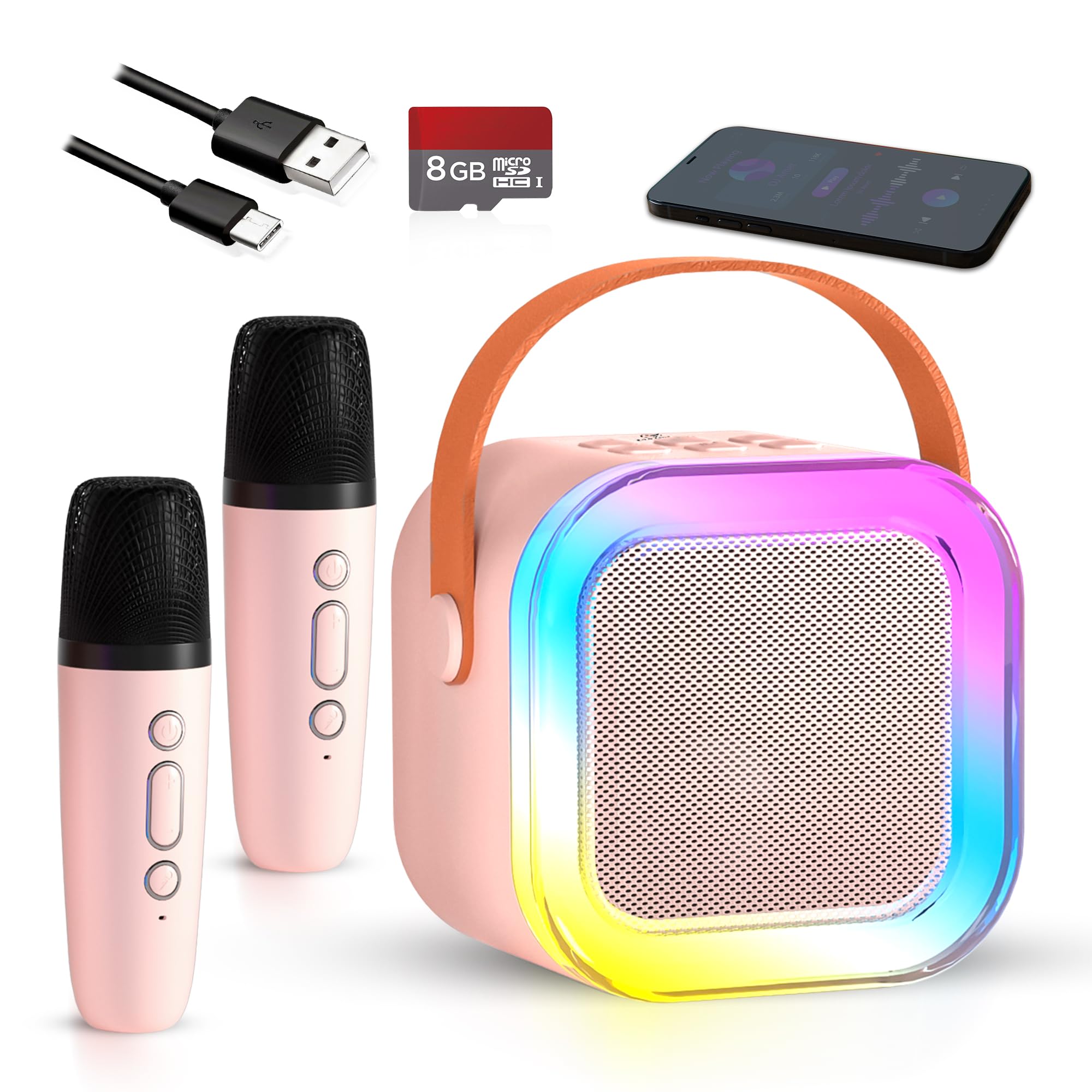 KimLamPro Mini Karaoke Machine for Kids 1500 mAh - Portable Singing Toys with Two Kids Microphone - Birthday Gift for 3-12+, Kid