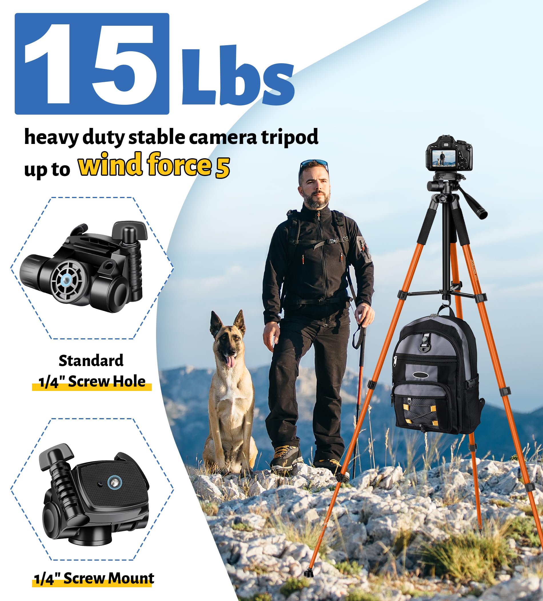 Joilcan Tripod For Camera, Camera Tripod 67'' Heavy Duty Tripod, Phone Tripod For Video Recording Photo Vlog, Aluminum Camera Tr