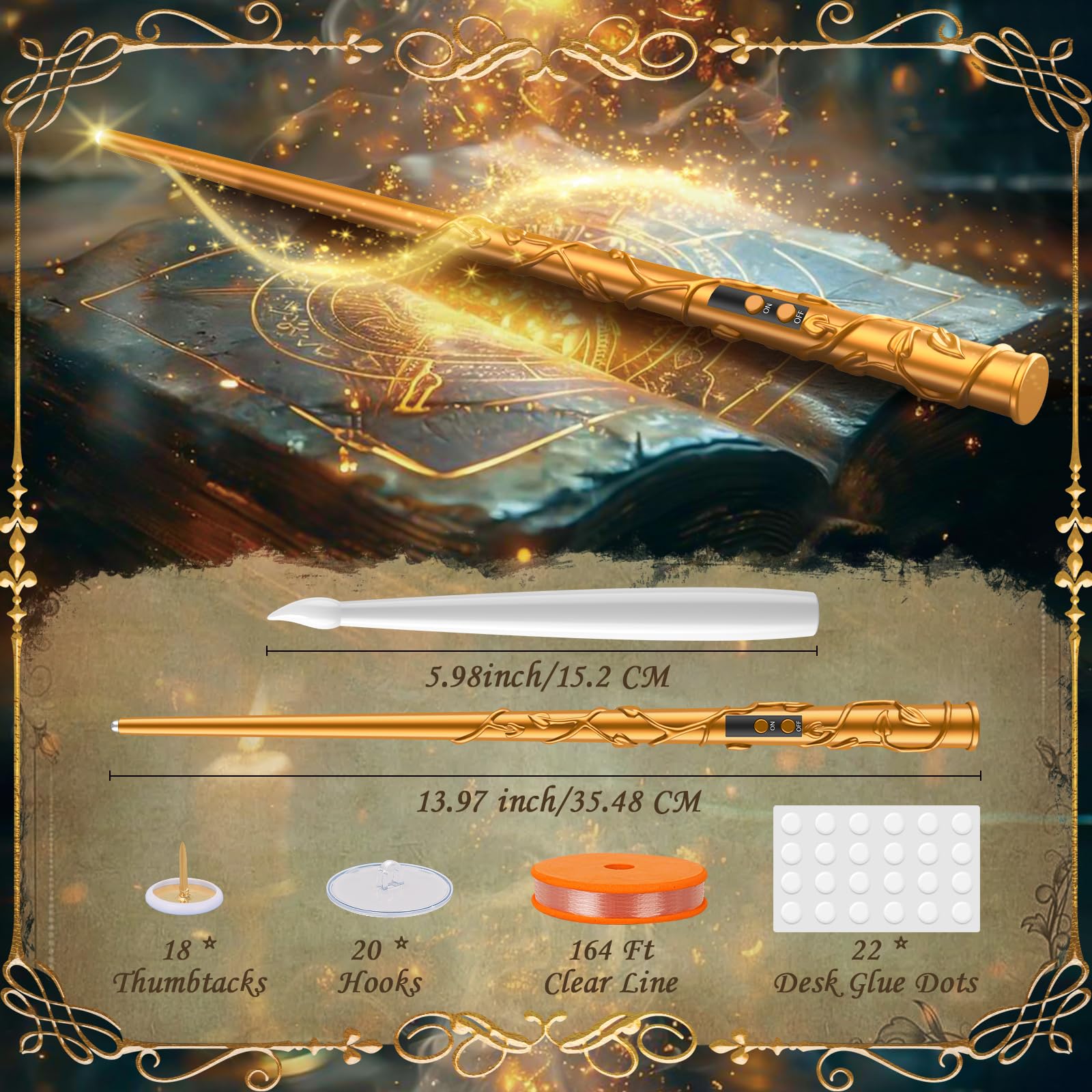 Floating Candles With Wand   18 Pcs Halloween Decorations Magic Flameless Candles Flickering Warm Light Battery Operated Led Han