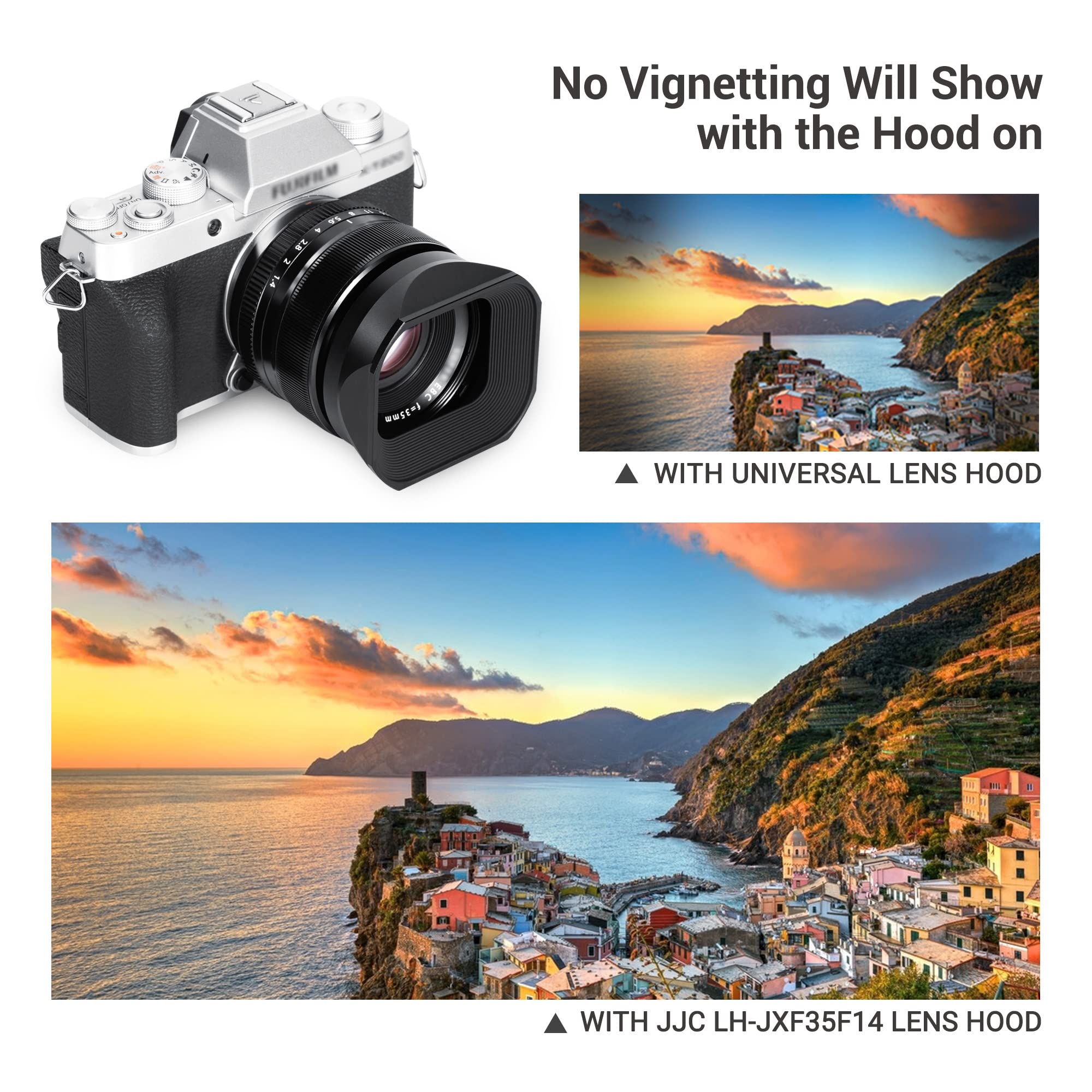 Jjc Metal Square Lens Hood Shade For Fuji Fujifilm Xf 35Mm F/1.4 R Lens, Xf35Mm F1.4 R Lens Hood, With Protective Lens Hood Cap,