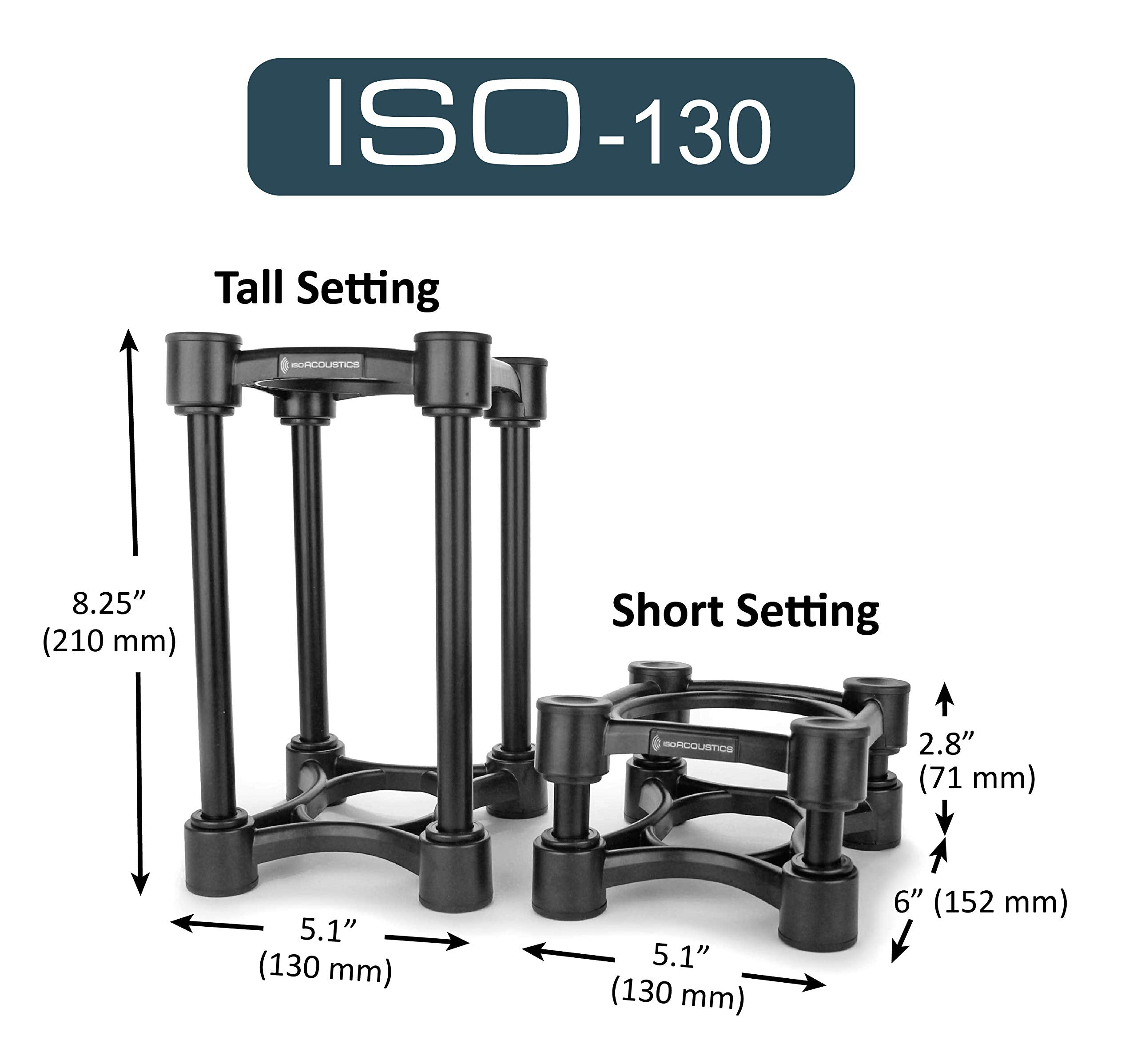 Isoacoustics Iso Stand Series Speaker Isolation Stands With Height & Tilt Adjustment: Iso 130 (5.1'' X 6   ) Pair