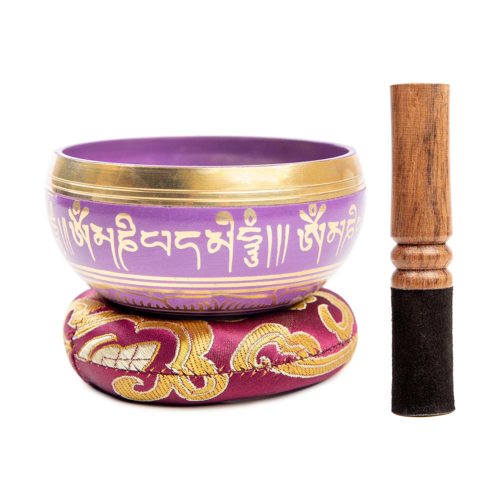 Tibetan Singing Bowl Set Bronze   Master Healing Grade   Authentic Handcrafted Sound Bowl By Himalayan Bazaar (Black And Red)