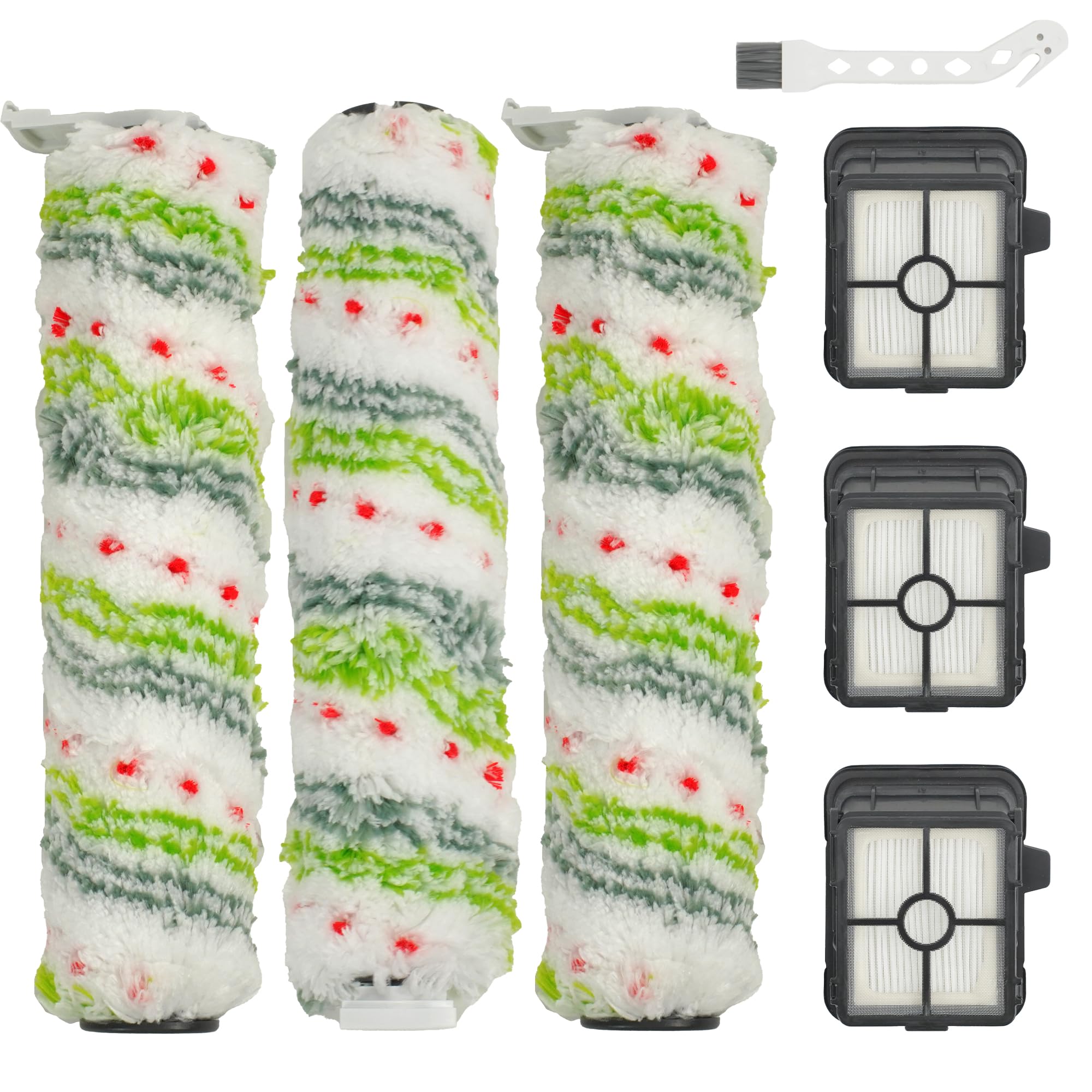 3 Pack Multi Surface Pet Brush Rolls 2788 And 3 Pack Vacuum Filters 1866 Compatible With Bissell Crosswave Max Replacement Parts