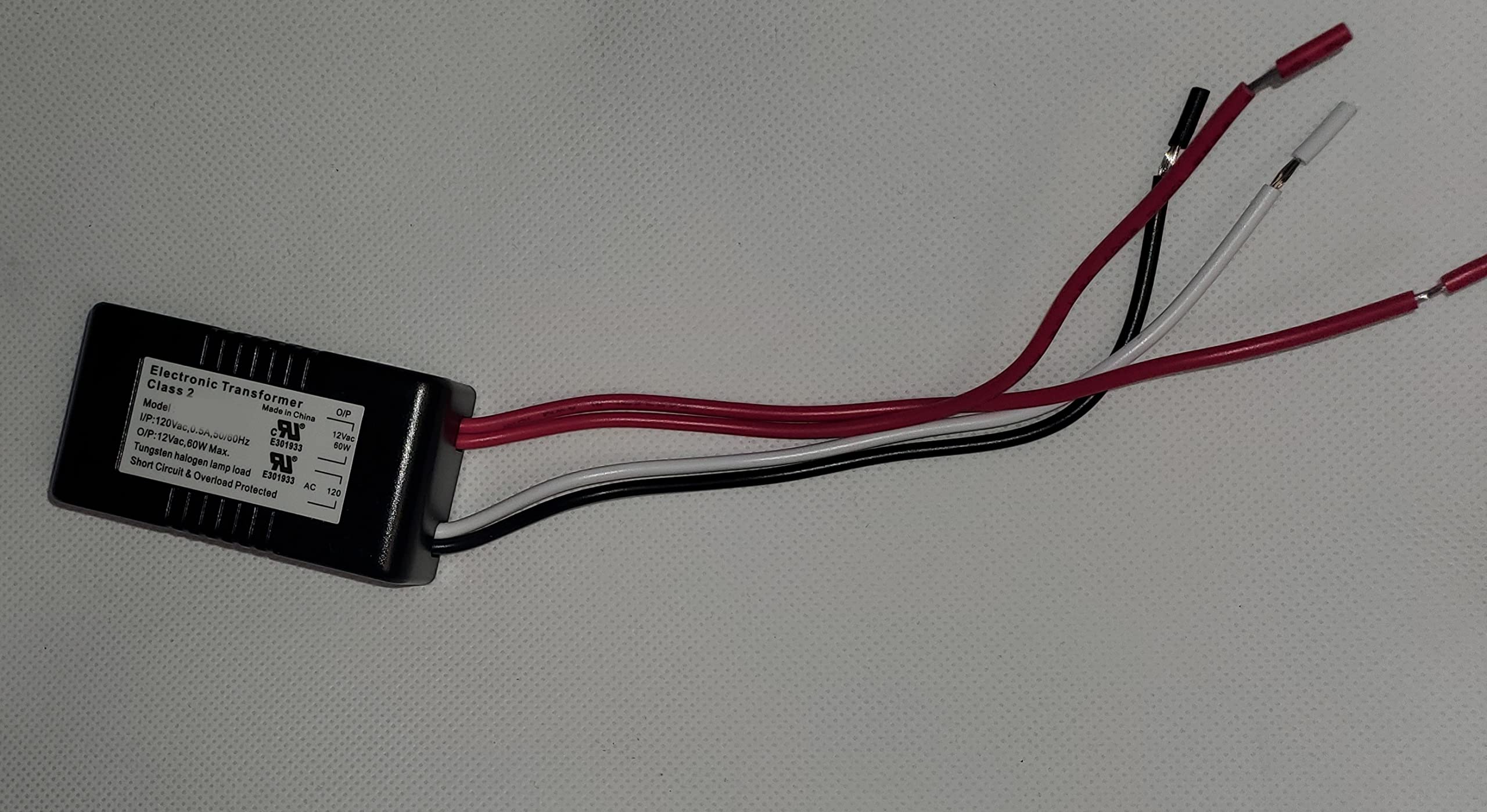 Halogen/Xenon Electronic Transformer 60 Watt Max Output 120 Volt Input / 12 Volt Out Put Potted Transformer