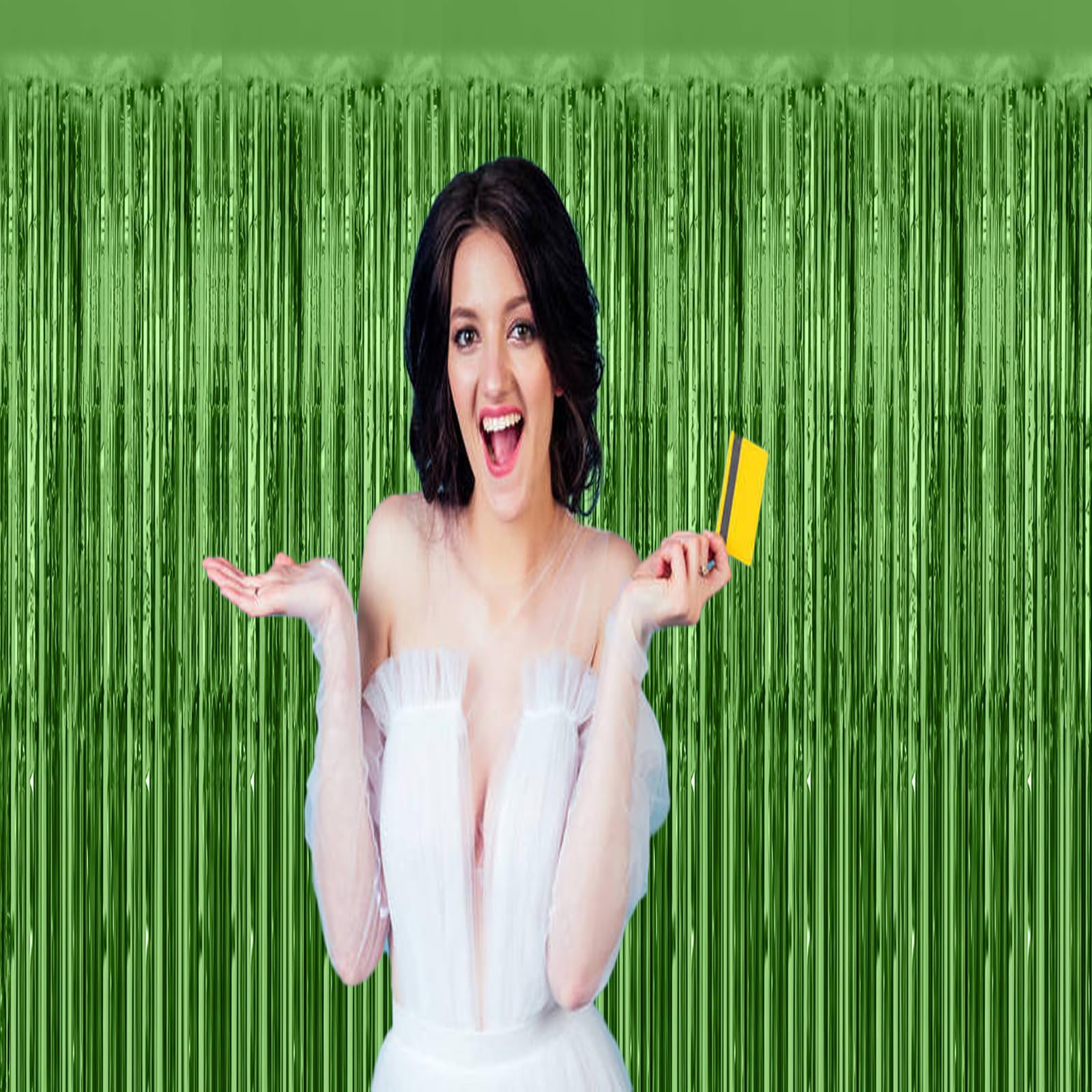 20 Pack Green Metallic Tinsel Foil Fringe Curtains Party Photo Backdrop Party Streamers For Birthday,Graduation,New Year Eve Dec