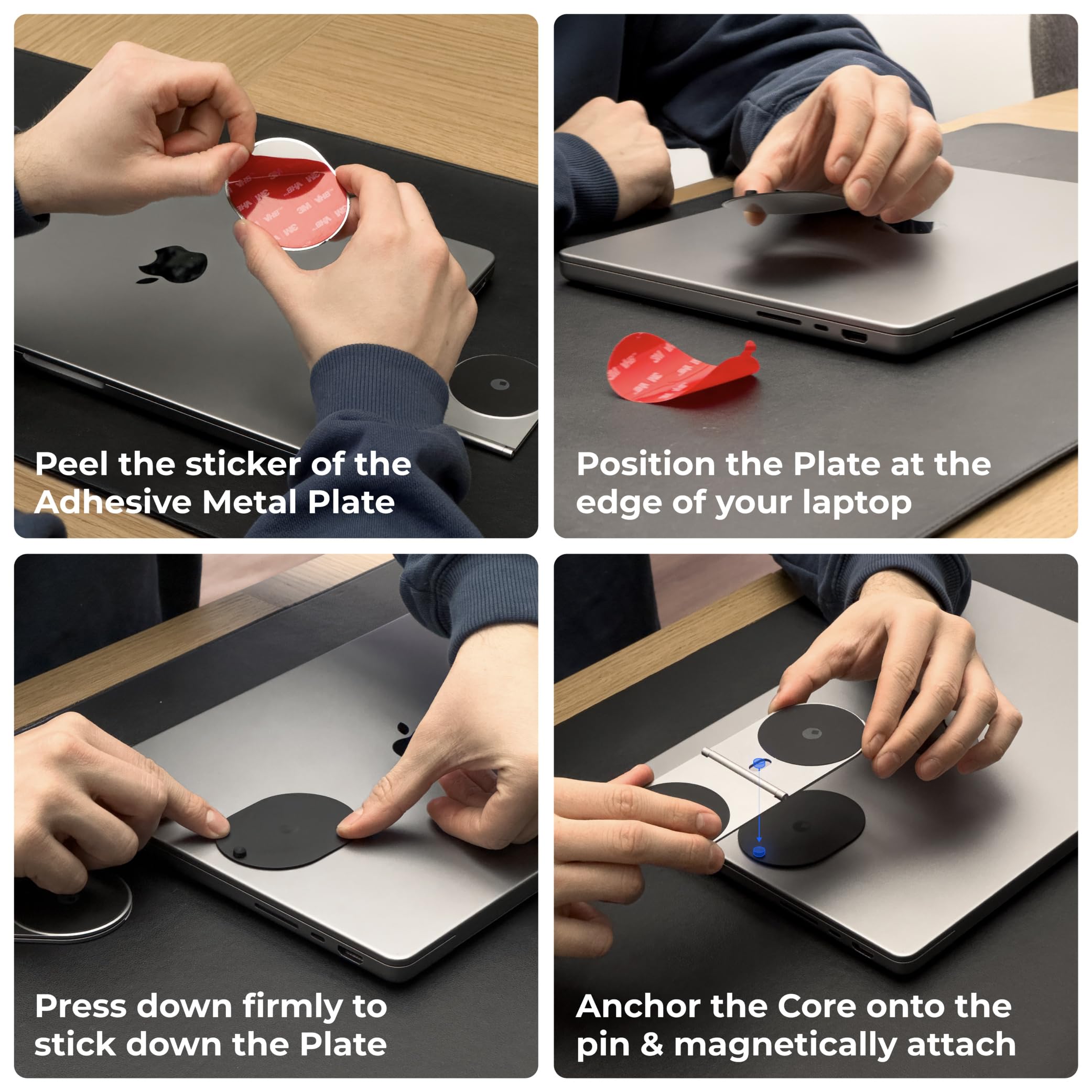 Rolling Square Edge Pro Core - Magnetic Mount Phone Holder Stand For Computers And Tablets | Secure Metal Plate Adhesive Or Stan