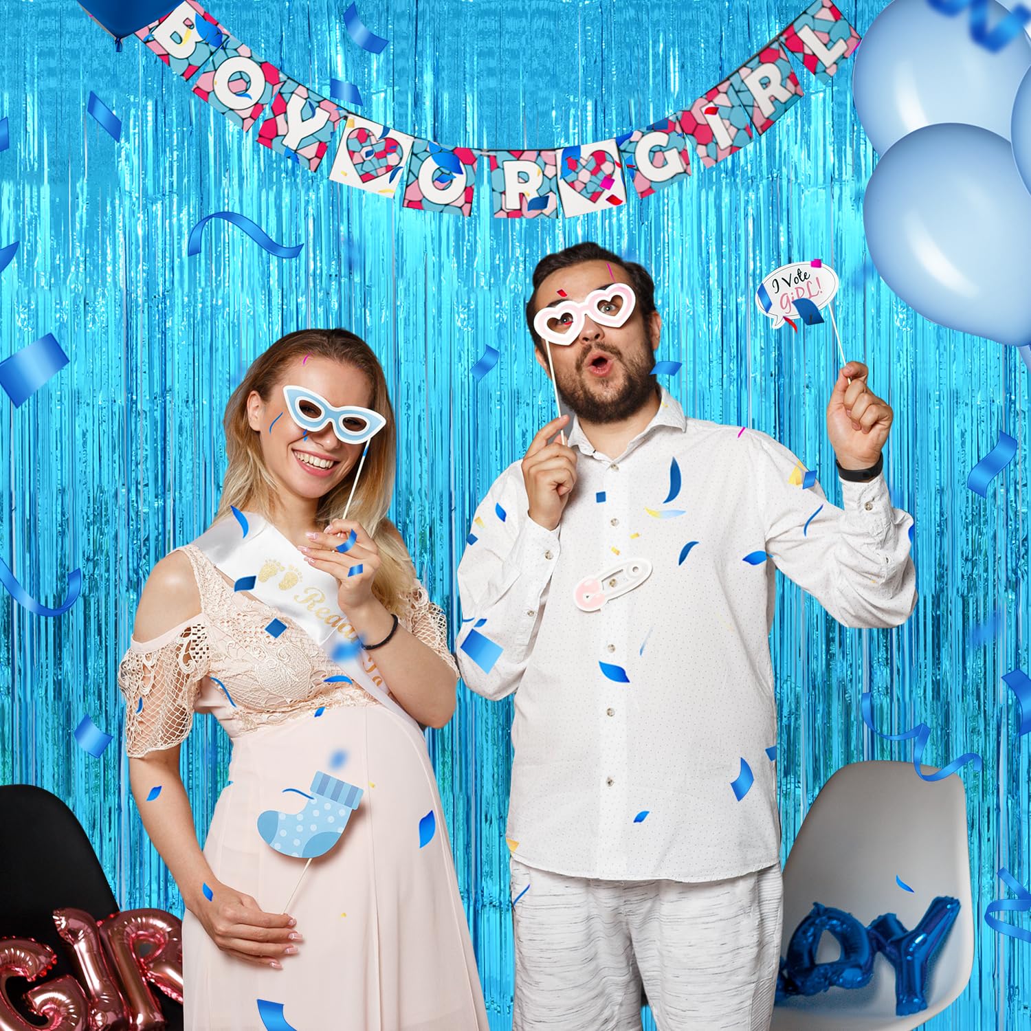 Yukl Blue Backdrop Curtain Door Streamers 2Pack Blue Streamers Party Decorations Blue Foil Fringe Curtain Blue Tinsel Fringe Bac