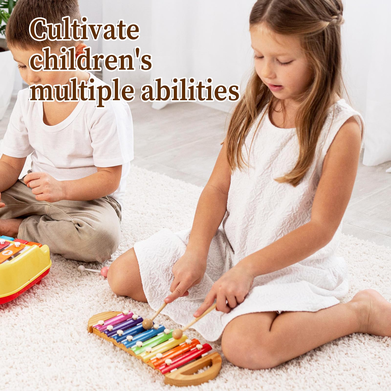 2 Pcs Wood Percussion Sticks 7.8 Inch Glockenspiel Xylophone Mallets Sticks Drum Mallet Glockenspiel Mallets For Xylophone Chime