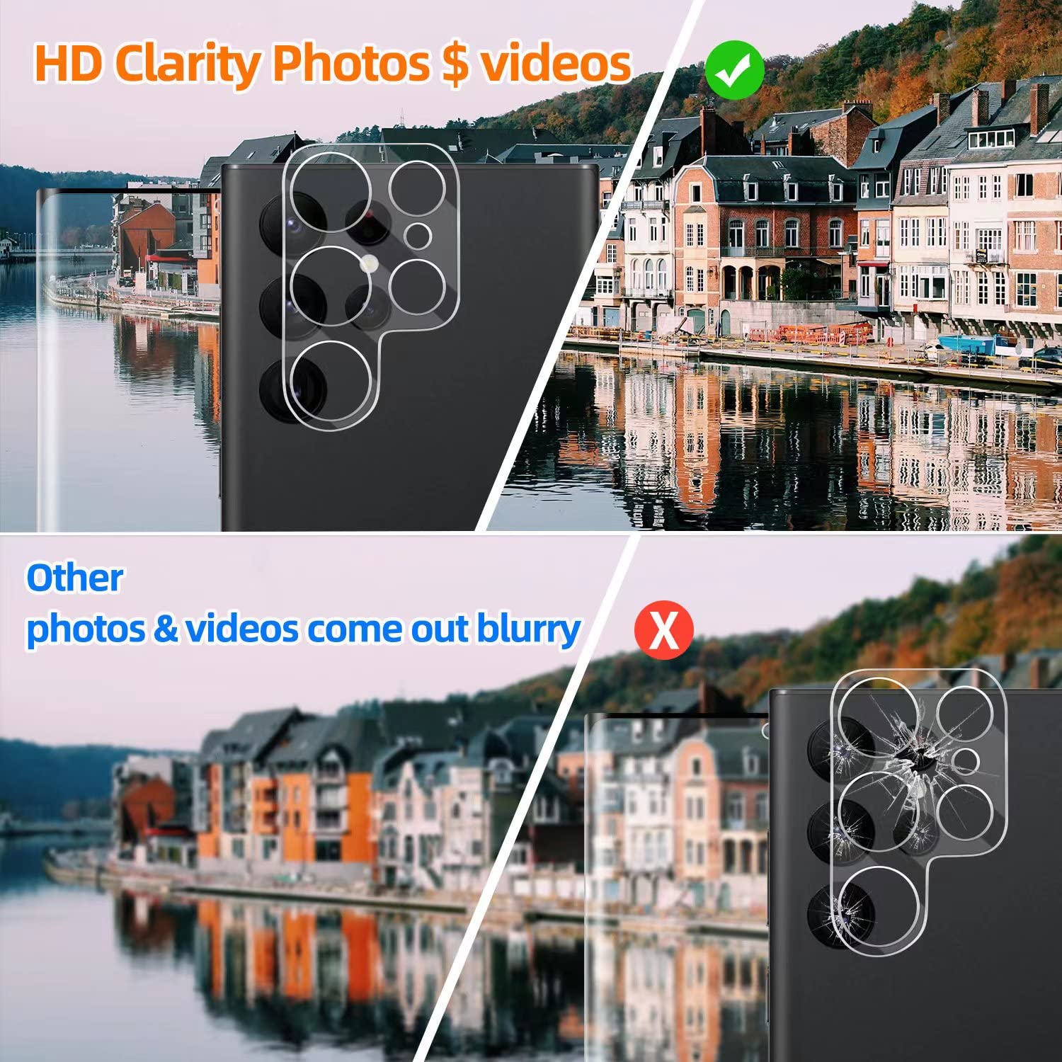 [2+2 Pack] Galaxy S22 Ultra Screen Protector, Tempered Glass, Ultrasonic Fingerprint Support, 3D Curved, Hd Clear Scratch Resist