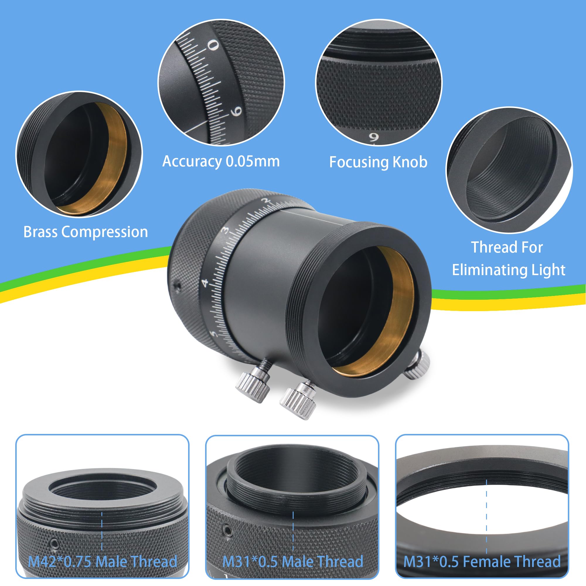 Astromania 1.25'' High Precision Double Helical Focuser With 0.05Mm Scale For Telescope Lenses/Finder & Guidescope