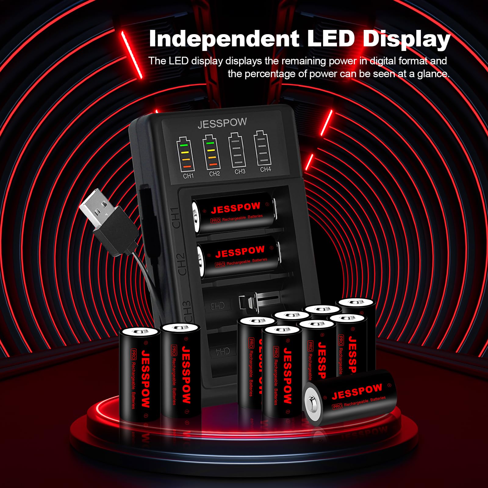 Jesspow 12 Pack Cr123A Lithium Batteries, 3.7V 750Mah [Can Be Recharged] Arlo Battery With Charger For Arlo Wireless Vmc3030 Vmk