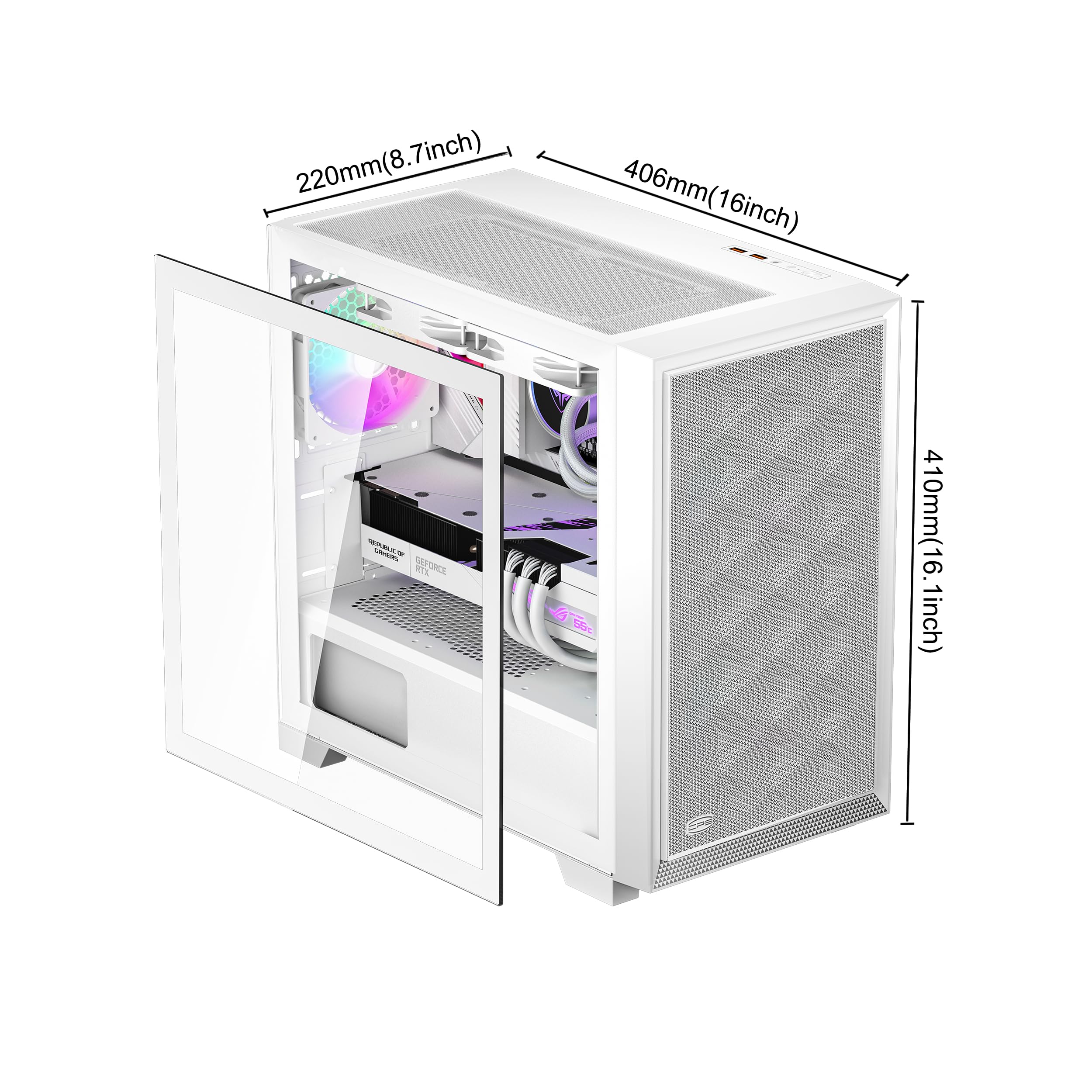 Pccooler Cps C3D310 Airflow M Atx Pc Case Mid Tower Desktop Computer Gaming Superior Case For Itx/E Atx With 2 Argb Case Fans,16