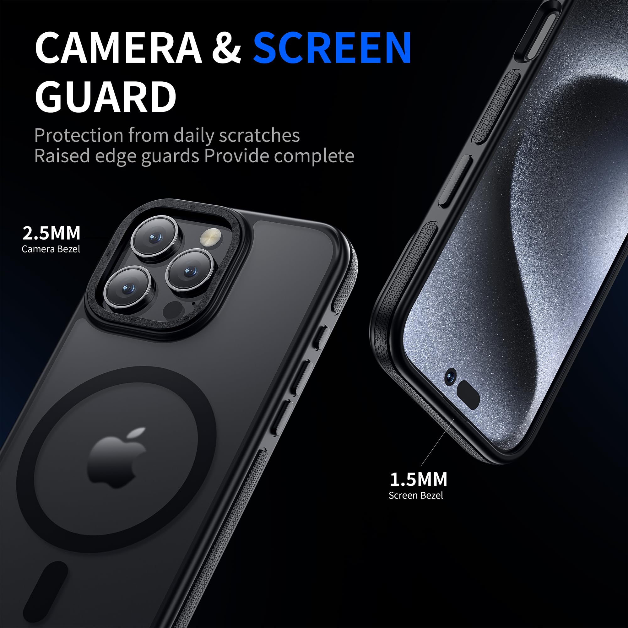 Yzoiko Strong Magnetic Case For Iphone 16 Pro Max [2 Tempered Glass Screen Protectors] Compatible With Magsafe Shockproof Slim T