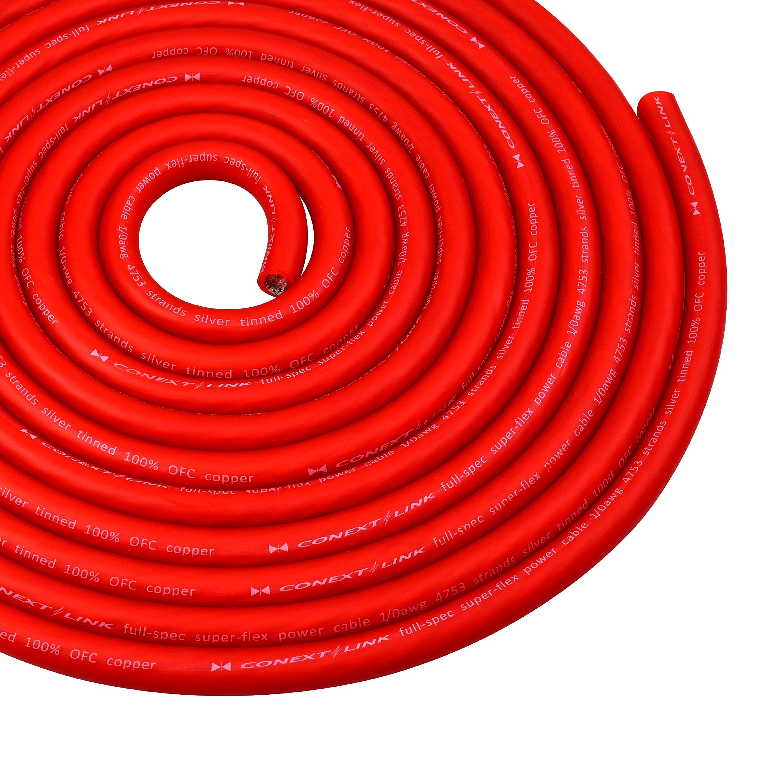 Conext Link 25 Ft 1/0 Awg 0 Ga Full Gauge Battery Power Cable Ground Wire Frost Red Ofc Copper (10047)