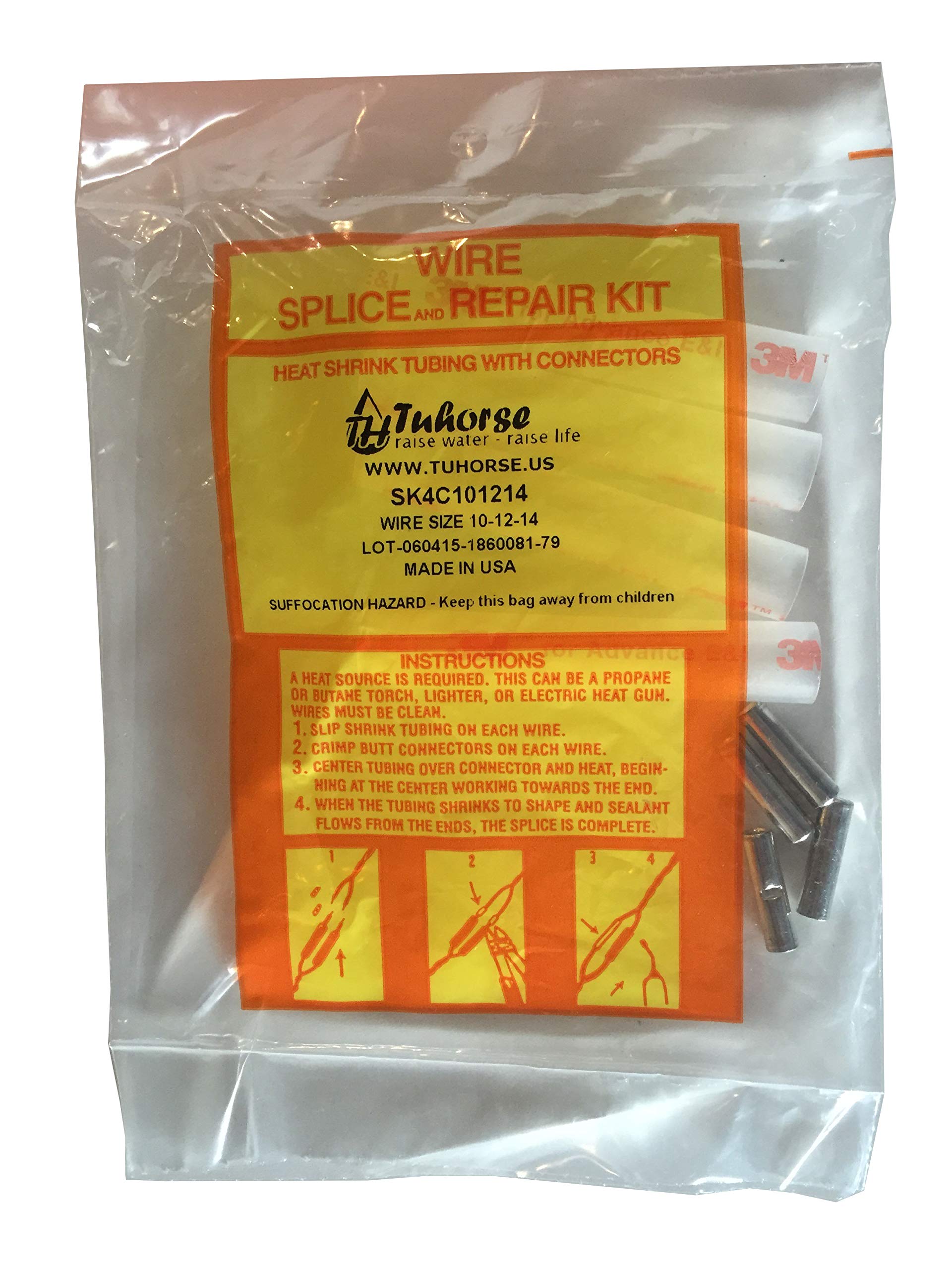 Well Pump Wire Splice Kit, Submersible 3M Dual Wall Heat Shrink Tubing And Copper Connector For 4 Wires, 10#12#14 Awg.