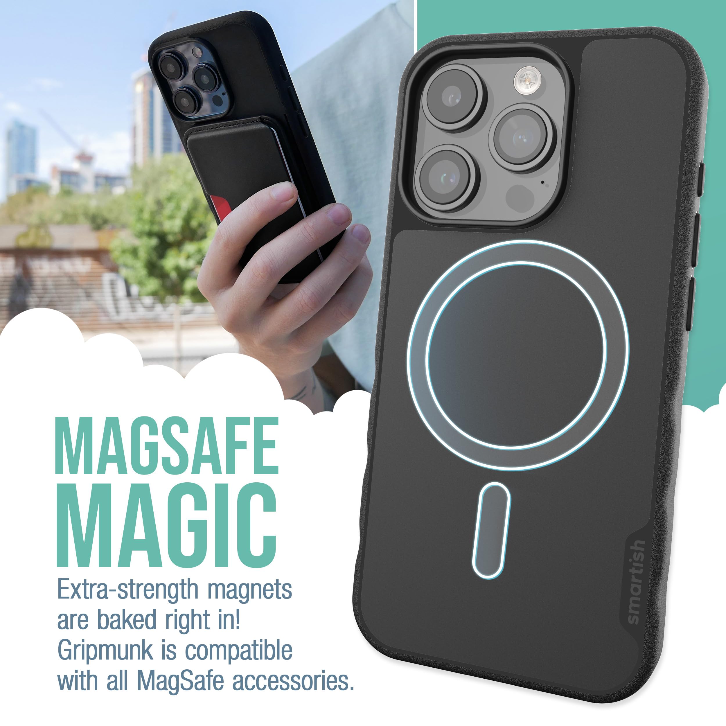 Smartish Iphone 15 Pro Magnetic Case   Gripmunk Compatible With Magsafe [Lightweight + Protective] Slim/Thin Grip Cover With Mic
