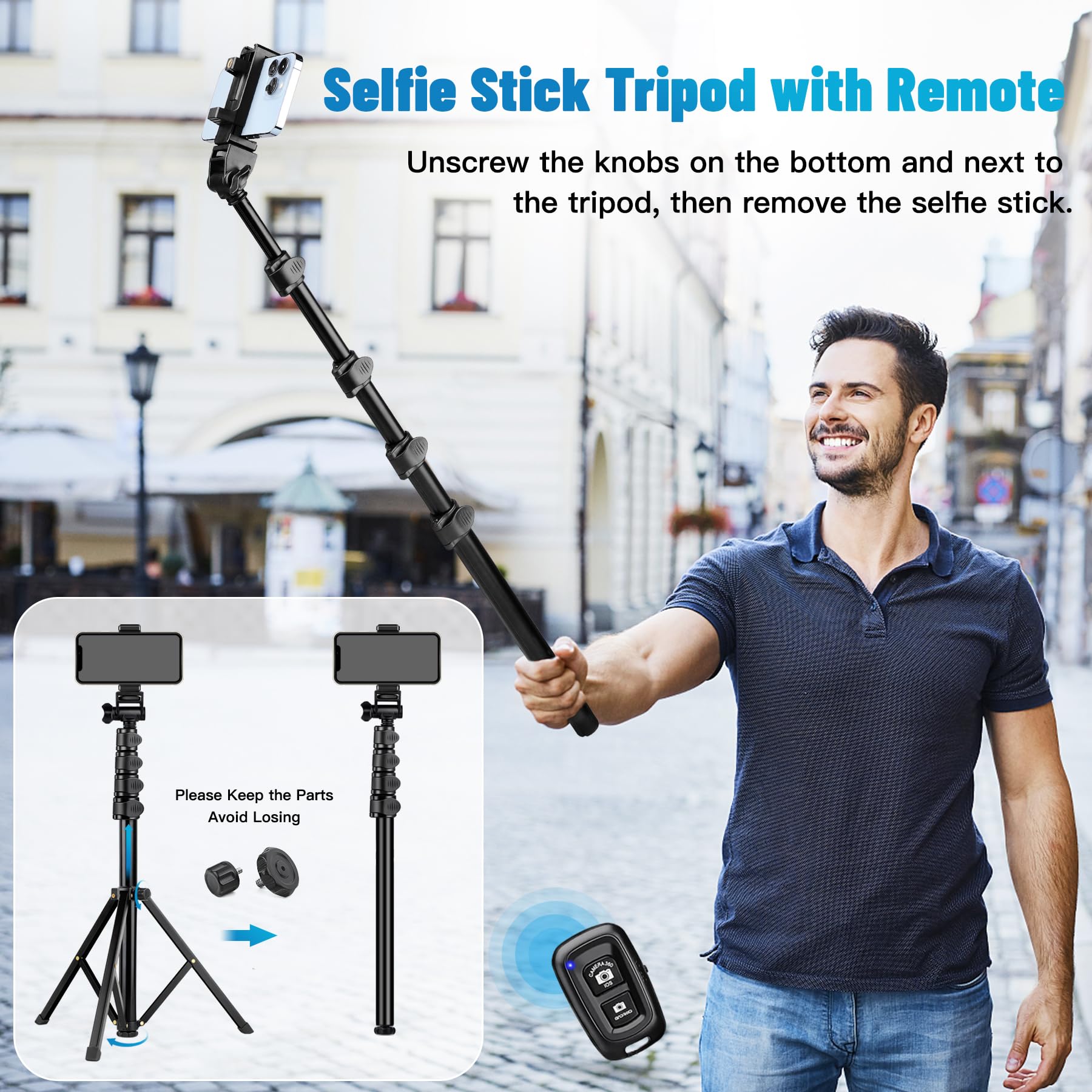 Phone Tripod, 70'' Tripod Stand For Phone & Camera, Phone Tripod Stand With Remote And Phone Holder, Cell Phone Tripod For Recor