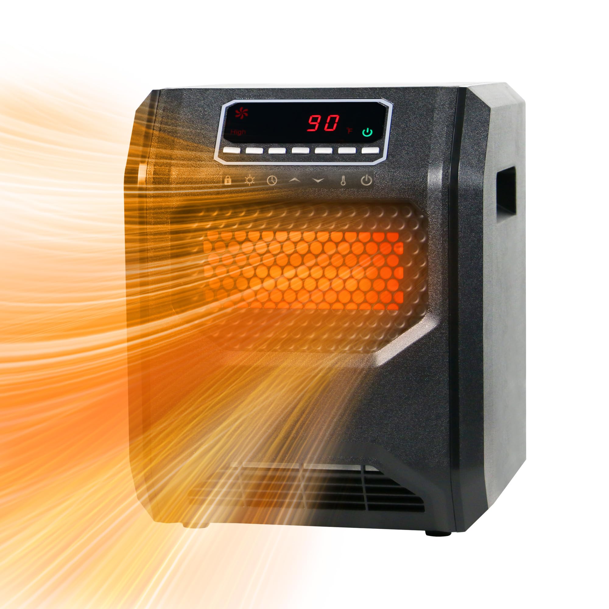 Comfort Portable Quart Infrared Heater for Indoor Use Realsmart 1500 W 3 Heating Mode LCD Display Remote Control Overheat Tip Ov