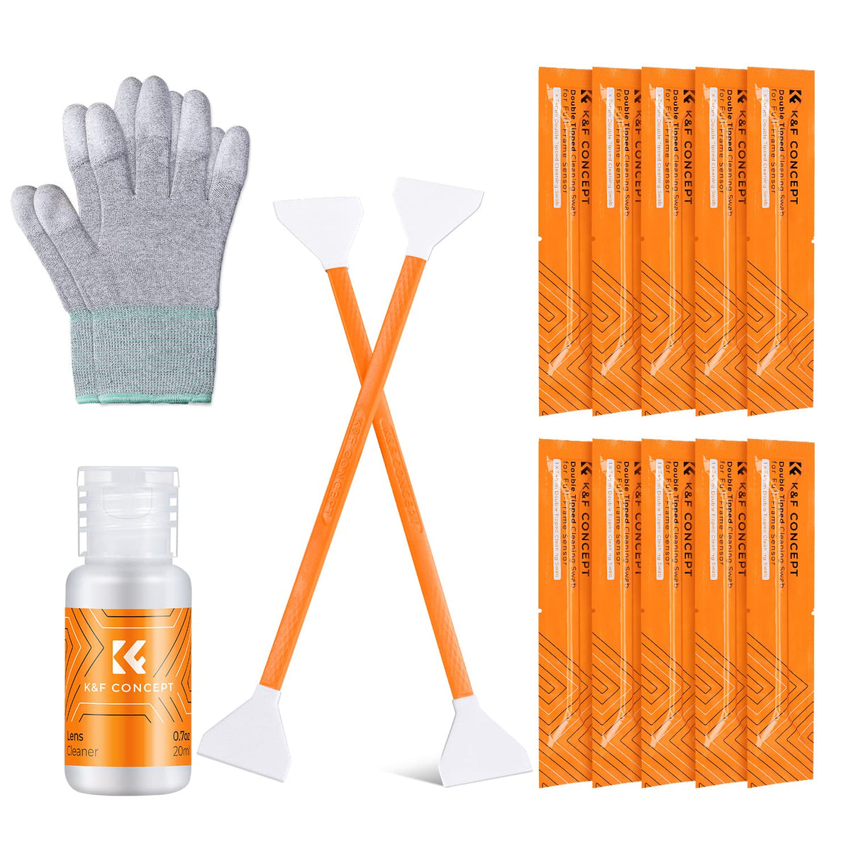 K&F Concept Full Frame Sensor Cleaning Kit, Mirrorless Camera Cleaner Kit   20Ml Sensor Cleaner, 10 X 24Mm Double Tipped Full Fr