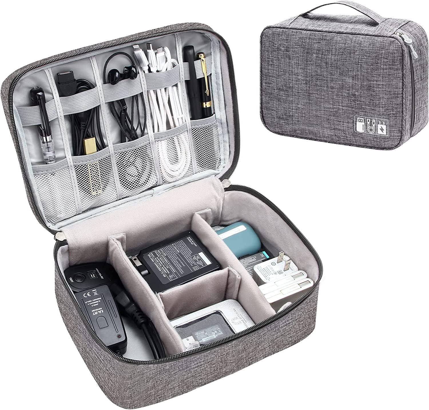 Pryfil Electronics Accessories Organizer Bag, Universal Carry Travel Gadget Bag For Cables, Plug And More, Perfect Size Fits For