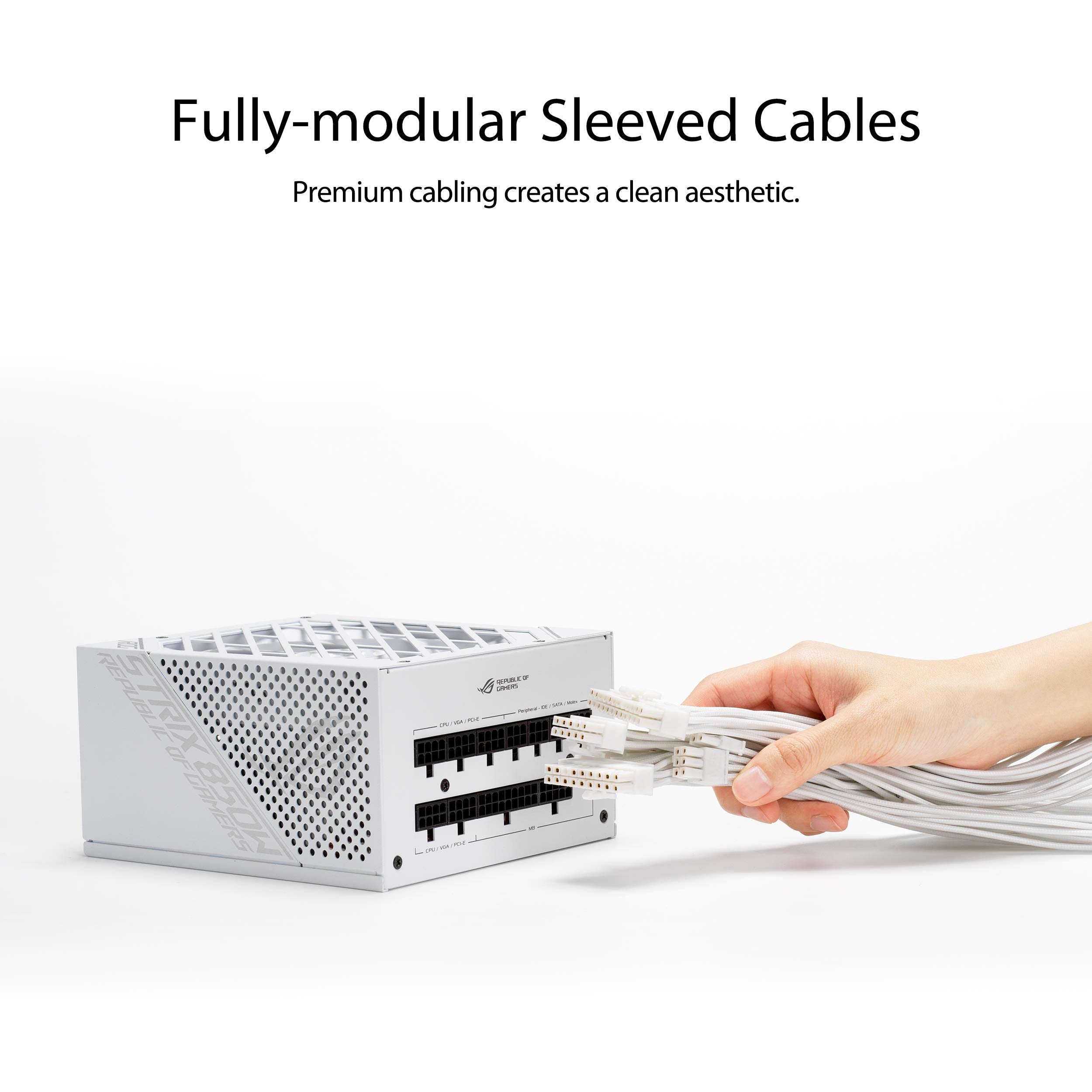 Asus Rog Strix 850W White Edition Psu, Power Supply (Rog Heatsinks, Axial Tech Fan Design, Dual Ball Fan Bearings, 0Db Technolog