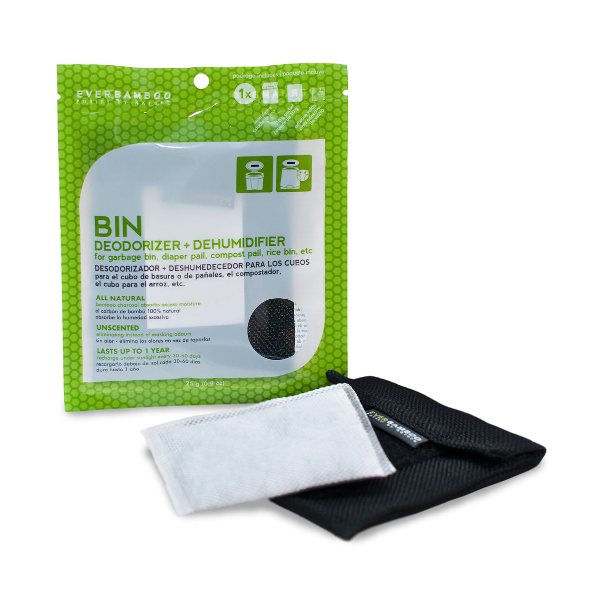 Ever Bamboo Bin Deodorizer Bag Set W/Natural Bamboo Charcoal (25 G)