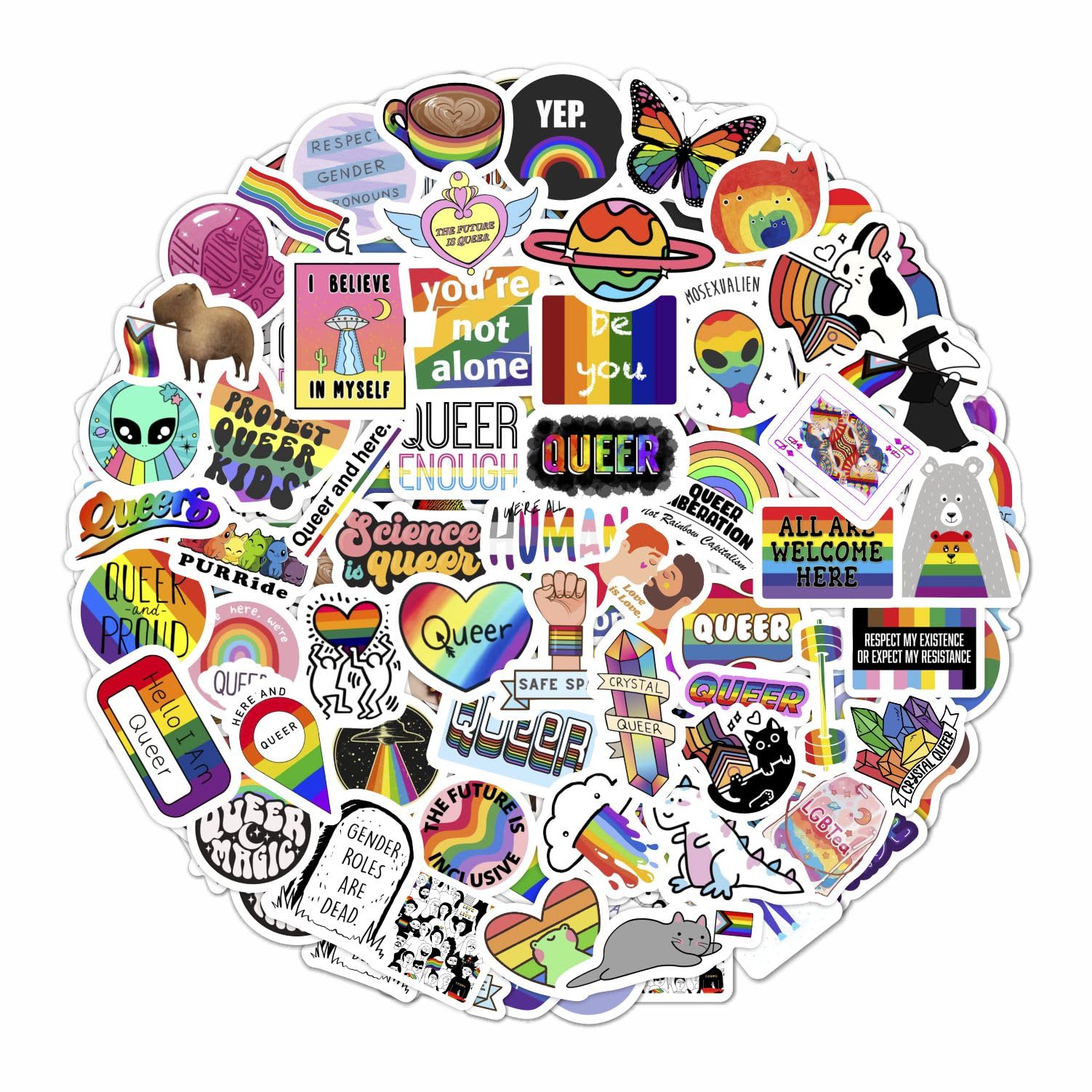 100Pcs Queer Stickers For Water Bottle And Laptop   Queer Party Favors & Decorations, Waterproof Vinyl Decals, Lgbtq+ And Pride 