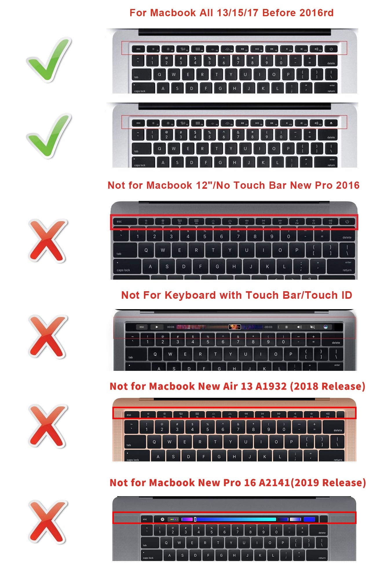 Hrh English Silicone Keyboard Cover Skin For Macbook Air 13,For Macbook Pro 13/15/17 (With Or W/Out Retina Display,2015 Or Older