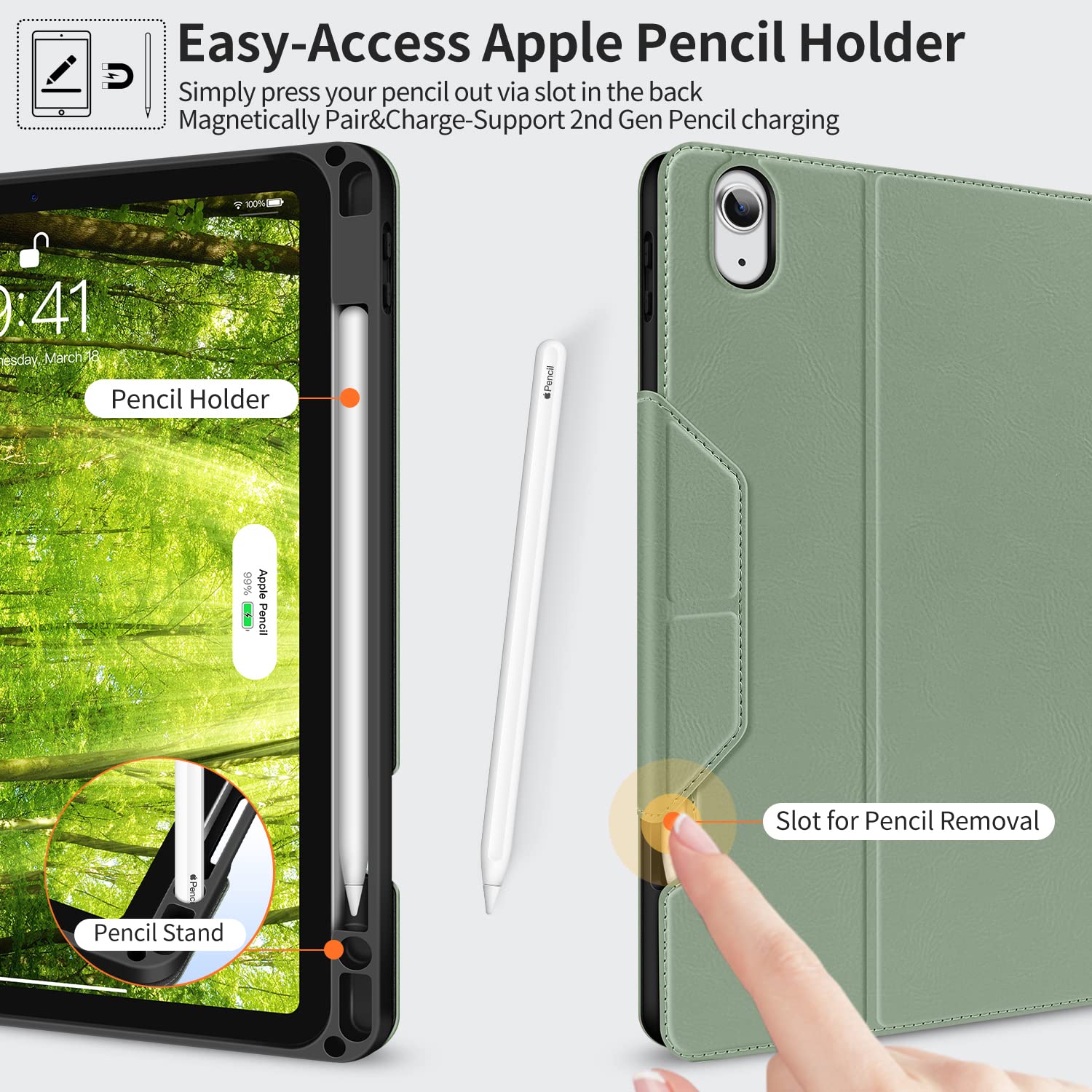 H Holimet Case For Ipad Air 11 Inch 2024 (M2)/Ipad Air 5Th Generation 2022/Ipad Air 4Th Generation 2020 10.9 Inch With Pencil Ho