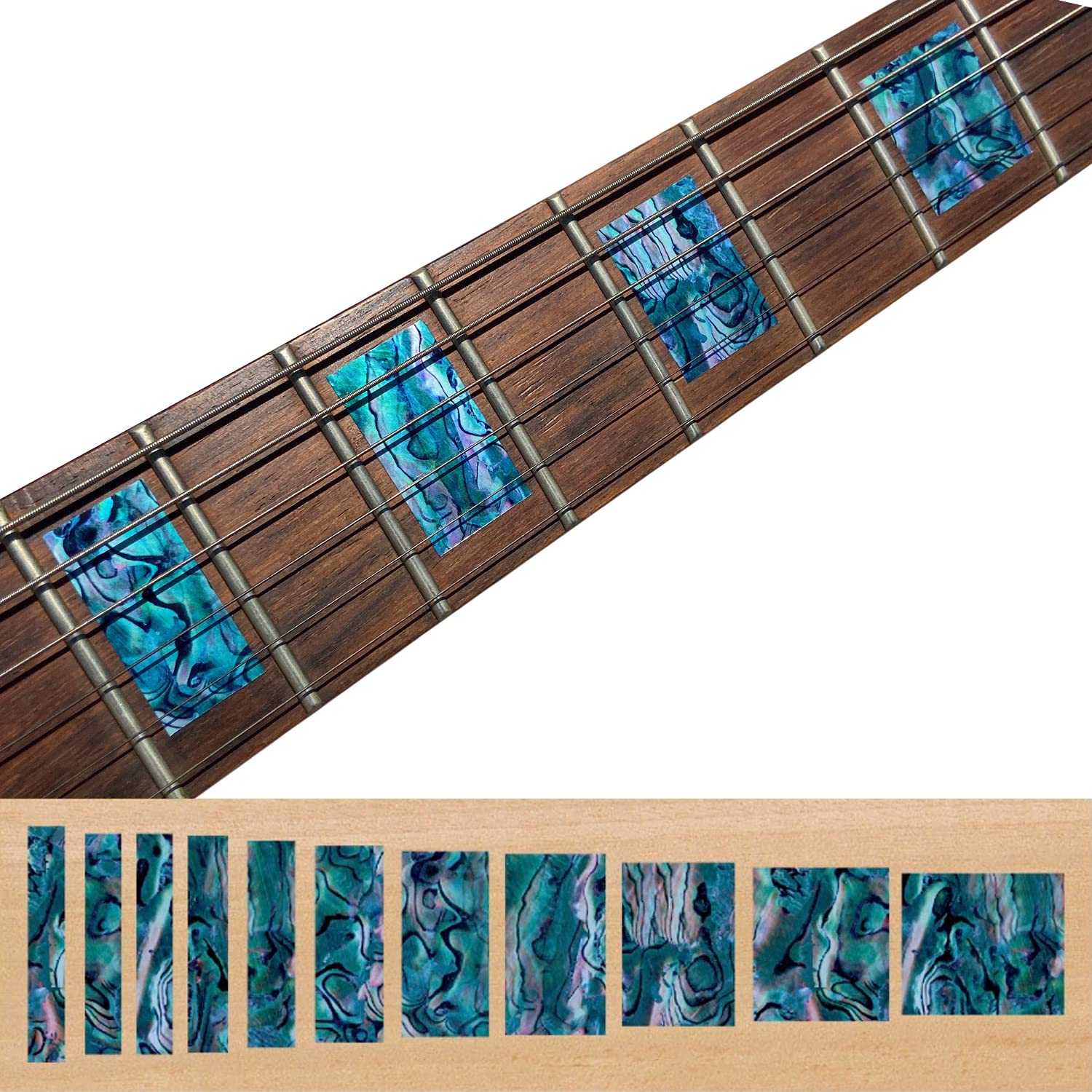 Inlay Sticker Fret Markers For Guitars & Bass   Lp/Sg Blocks   Abalone Blue, F 005Bl Bl