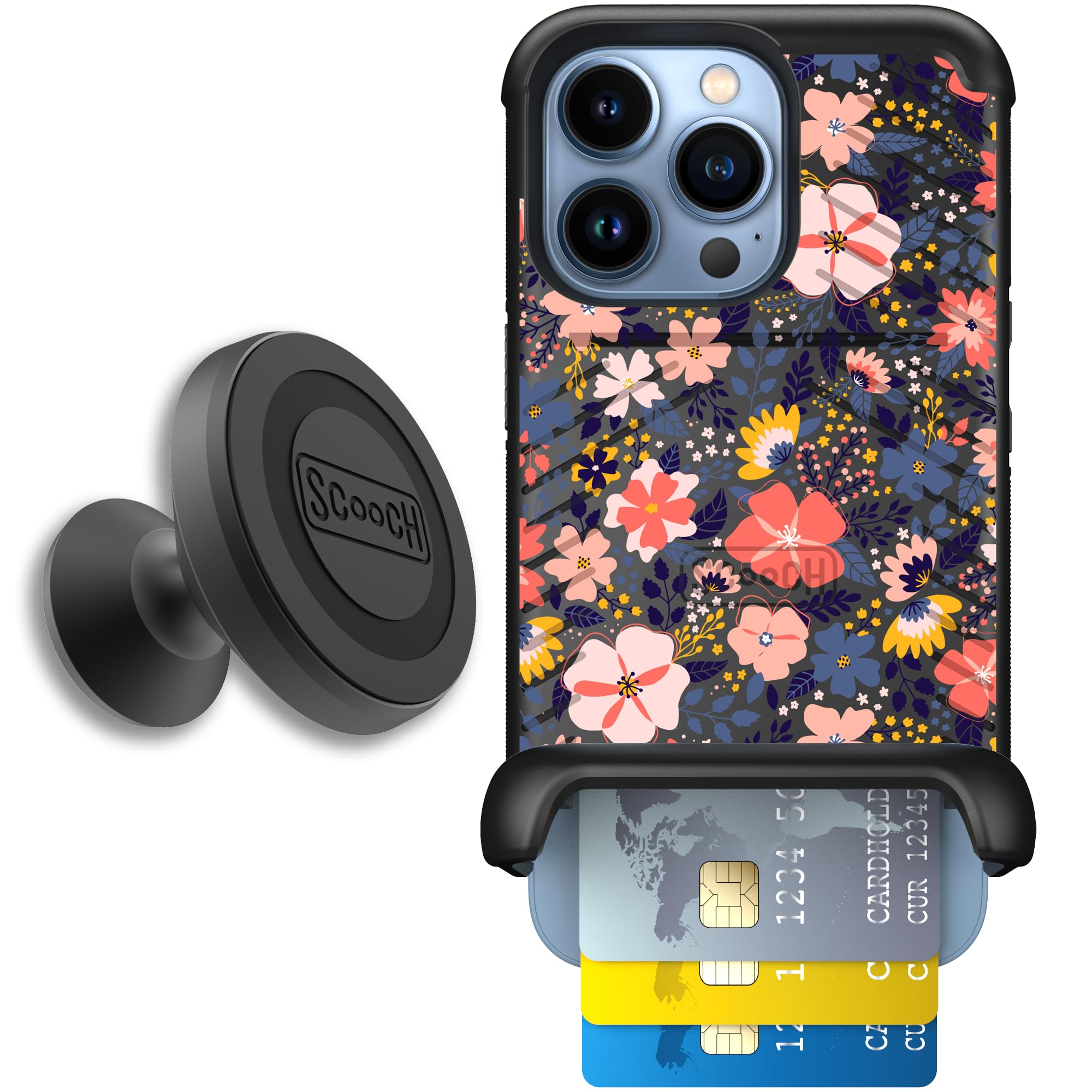 Scooch for iPhone 13 Pro Case with Card Holder, Wingmate Wallet Case with Hidden Card Slot and RFID Protection for 4 Cards, Star
