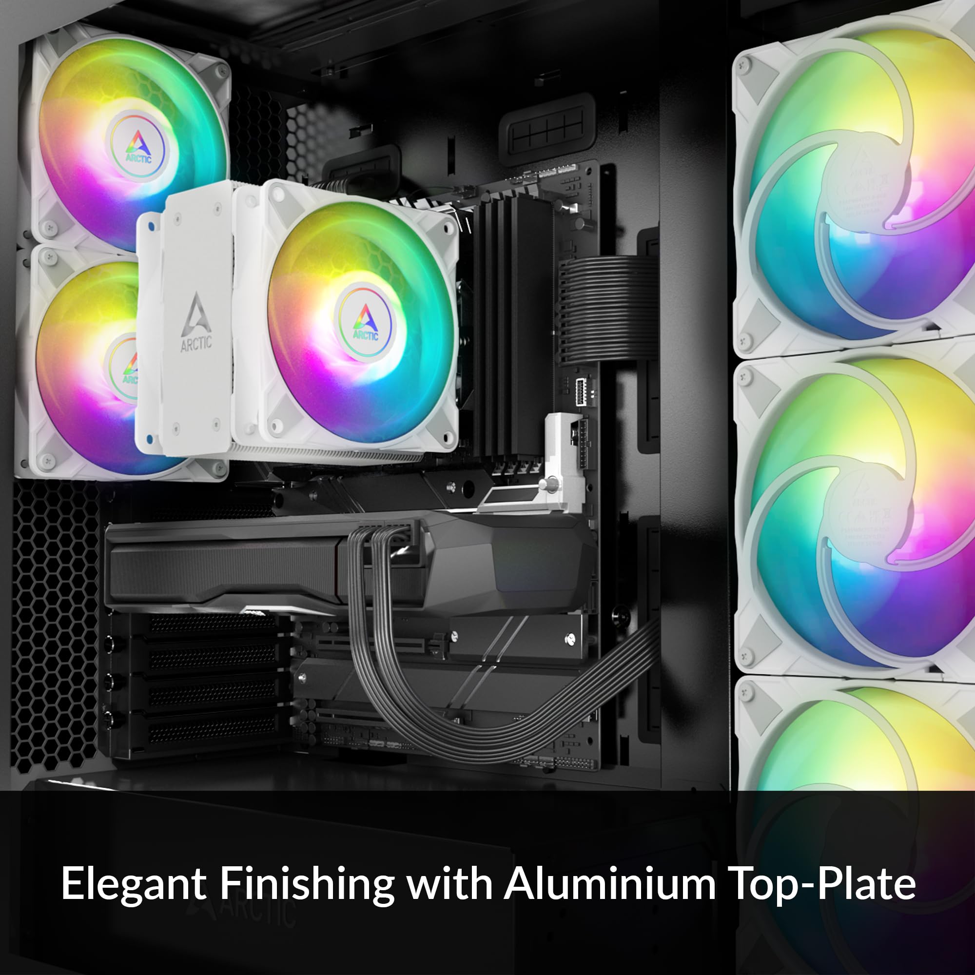 Arctic Freezer 36 A Rgb   White   Single Tower Cpu Cooler With Push Pull, Two Pressure Optimised 120 Mm P Fans And Argb Lighting