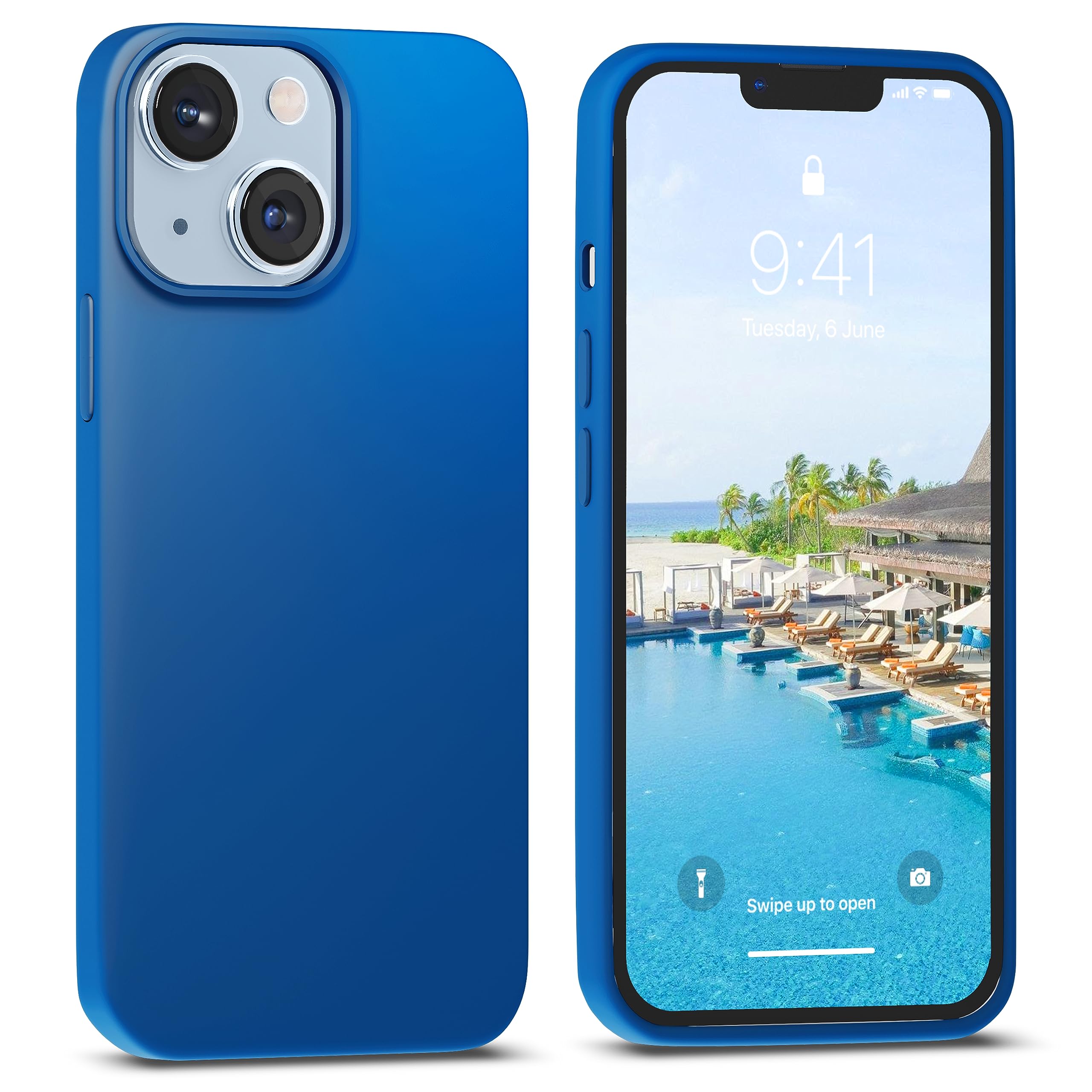 Icesword Iphone 14 Case Blue (2022), Liquid Silicone Case Phone Cover Slim Full Body Protective, Soft Anti Scratch Microfiber Li