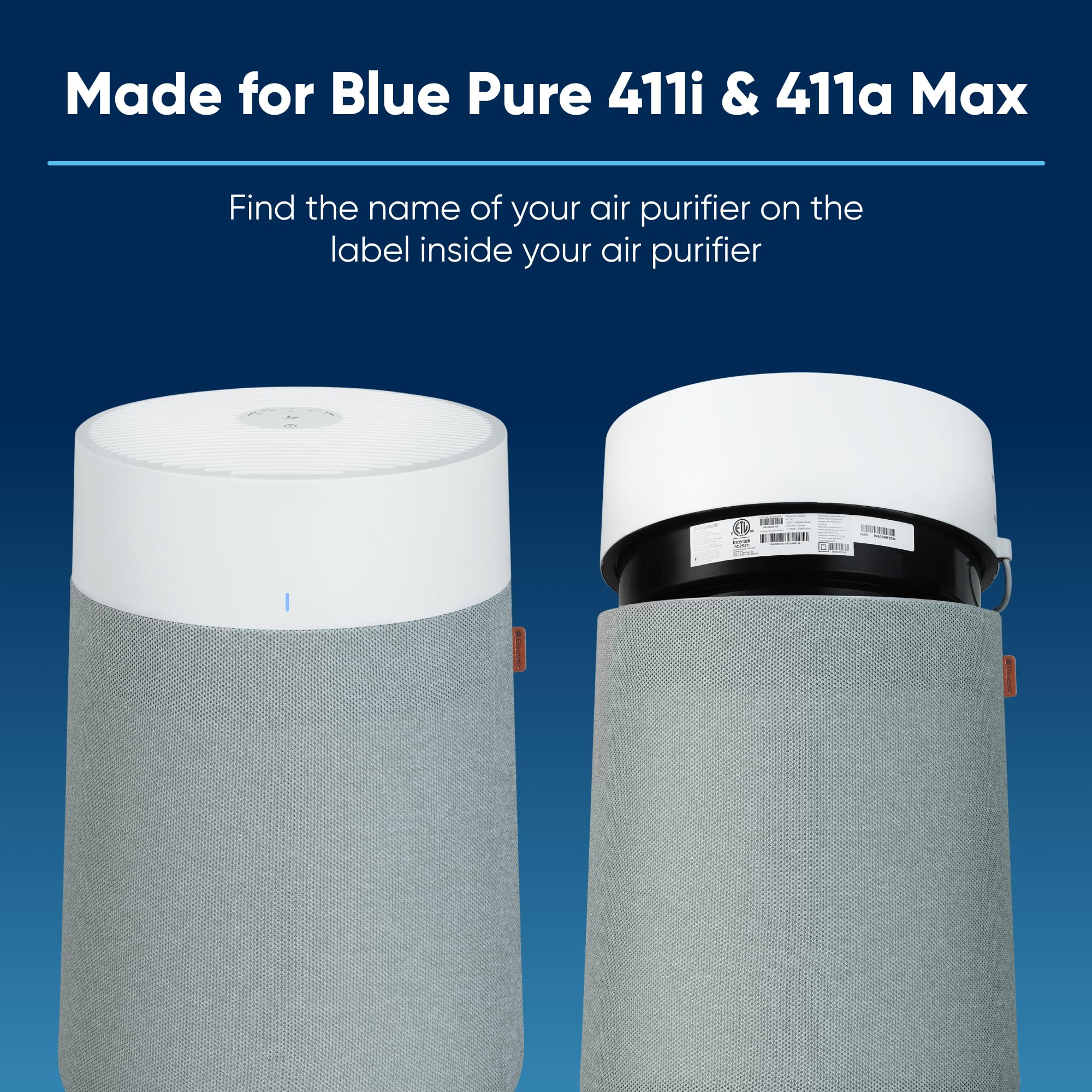 Blueair Blue Pure 411 Max Series Allergenblock Filter, Genuine Replacement Blueair Filter, Allergies Pollen Dust Pet Dander,411
