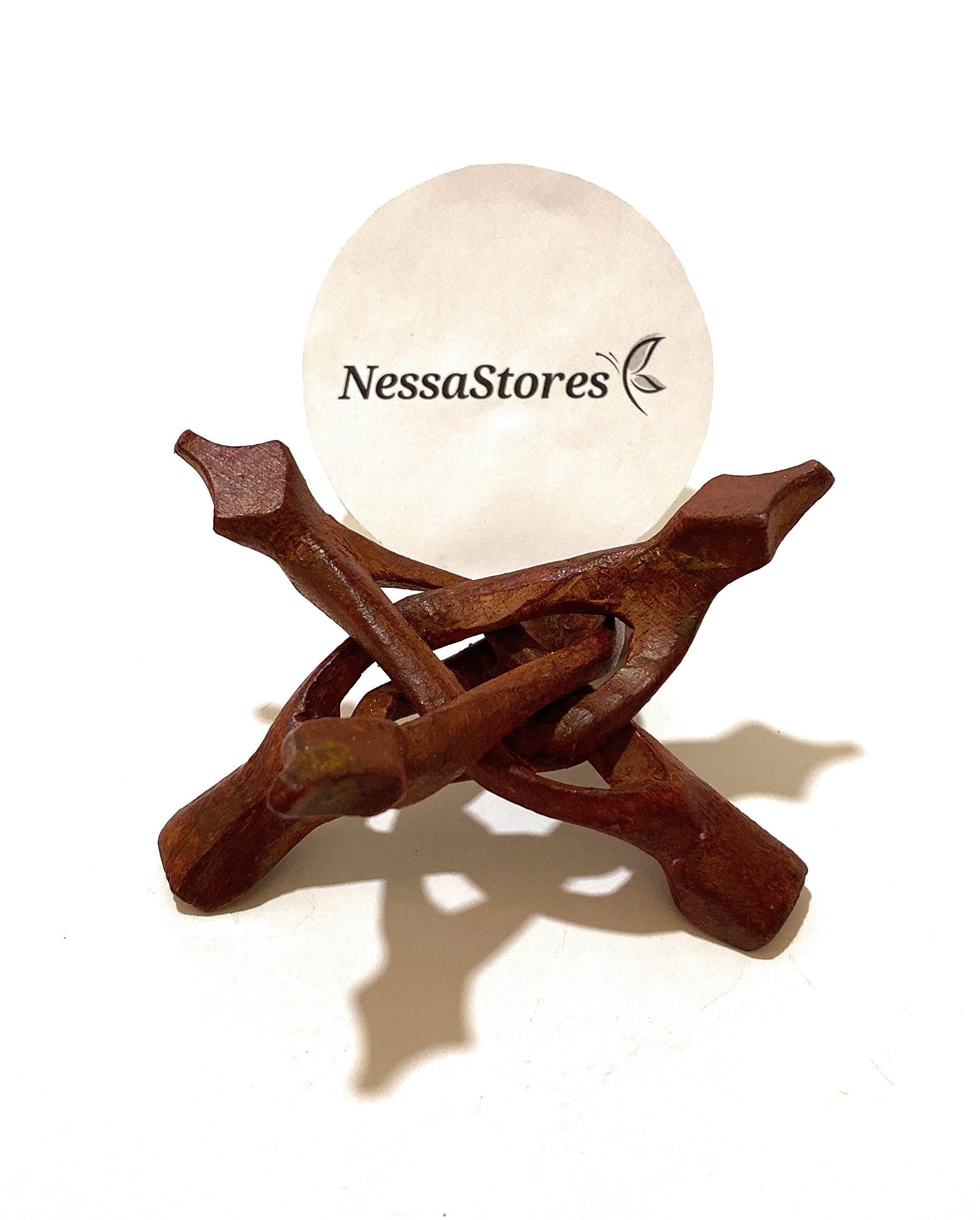Nessastores   Carved Tripod Wood Stand Holder 4'' #Jc 045 (63 Pcs)