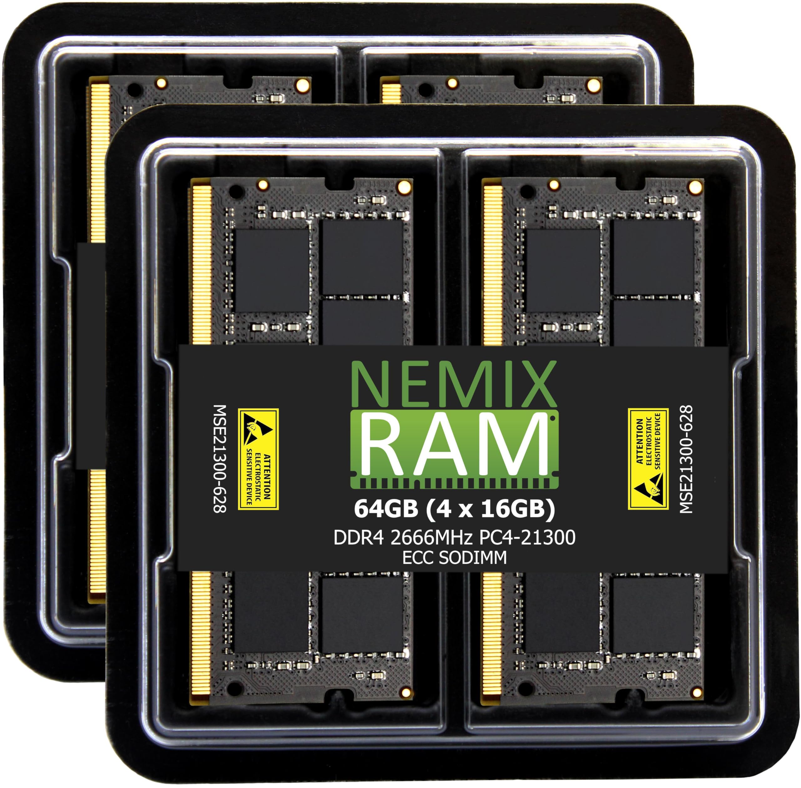 Nemix Ram 64Gb (4X16Gb) Ddr4 2666Mhz Pc4 21300 2Rx8 1.2V 260 Pin Ecc Unbuffered Sodimm Nas Memory Kit Compatible With Synology D