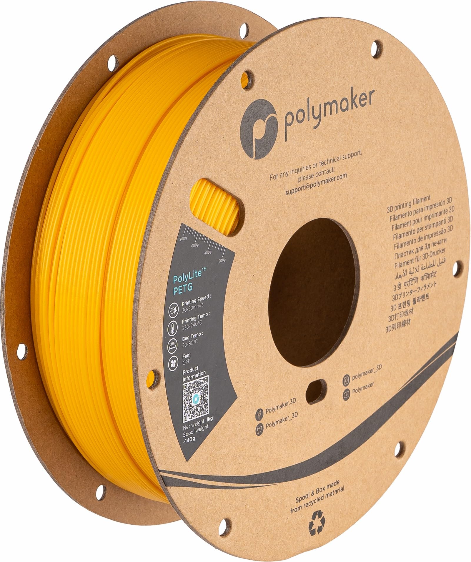 Polymaker Petg Filament 1.75Mm, 1Kg Strong Petg 3D Printer Filament Yellow   Polylite Petg Yellow 3D Printing Filament 1.75Mm, D