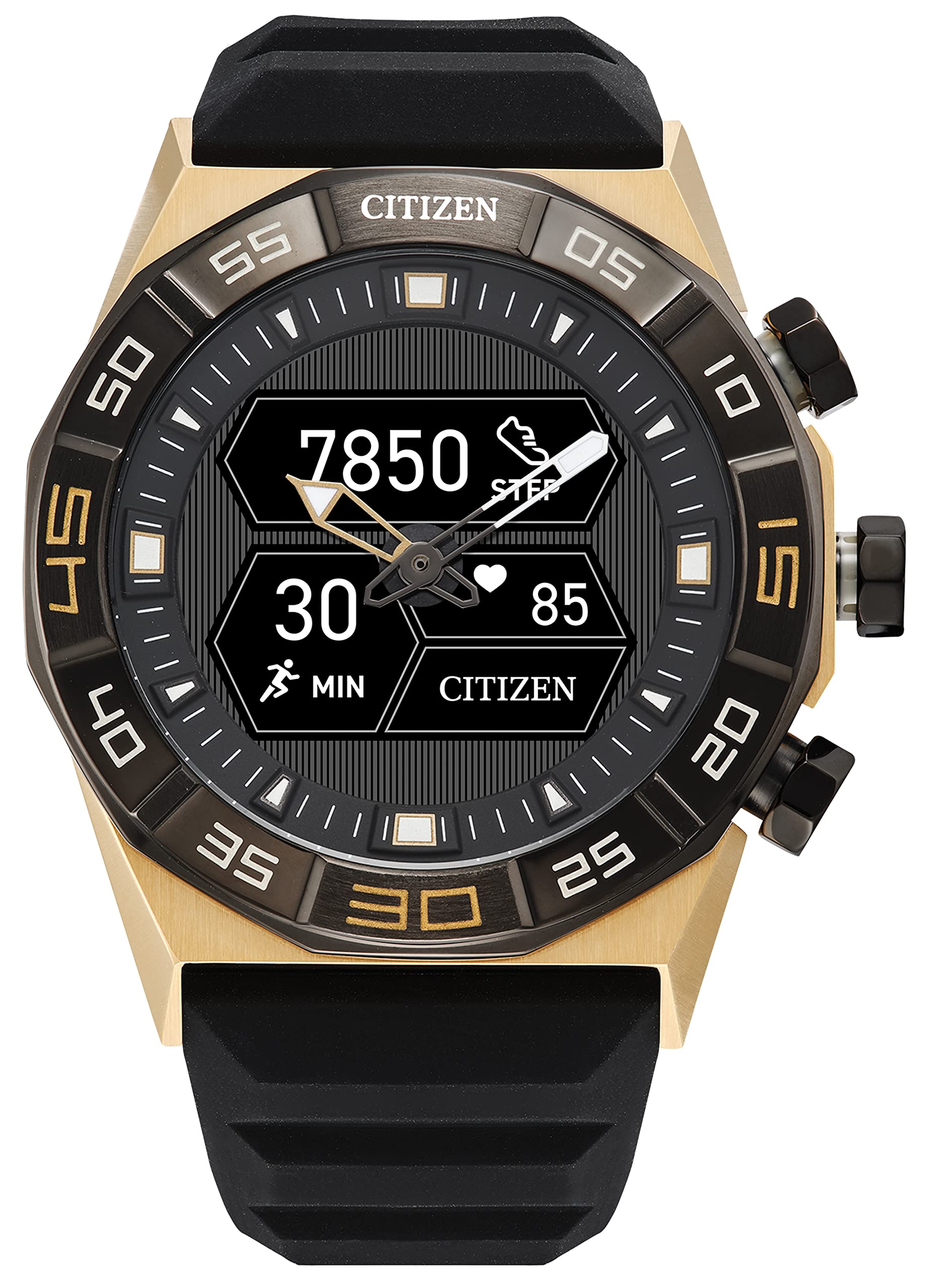 Citizen CZ Smart PQ2 Hybrid Smartwatch with YouQ Wellness app Featuring IBM Watson AI and NASA Research, Black and White Customi