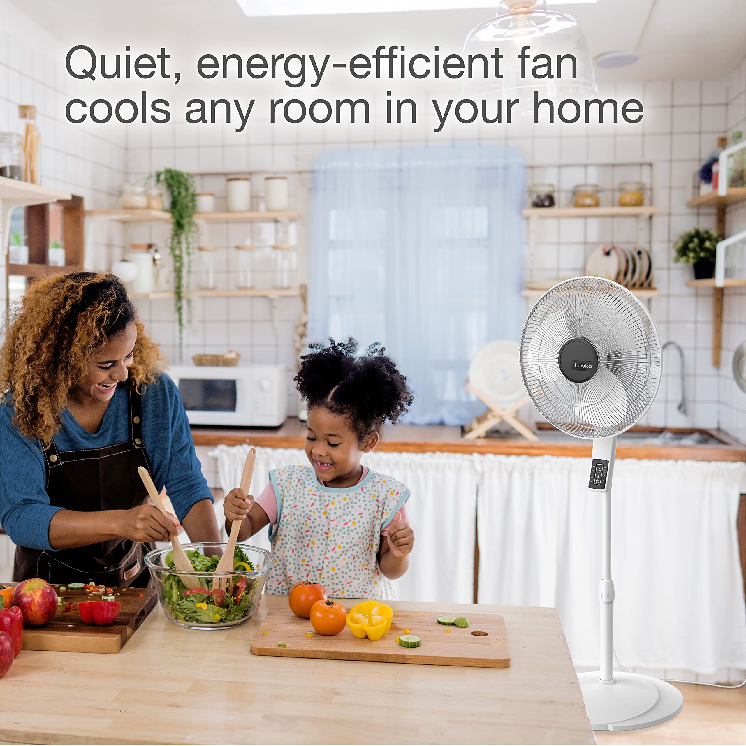 Lasko Oscillating Pedestal Fan, Thermostat, Adjustable Height, Remote Control, Timer, 4 Speeds, For Bedroom, Living Room, Office