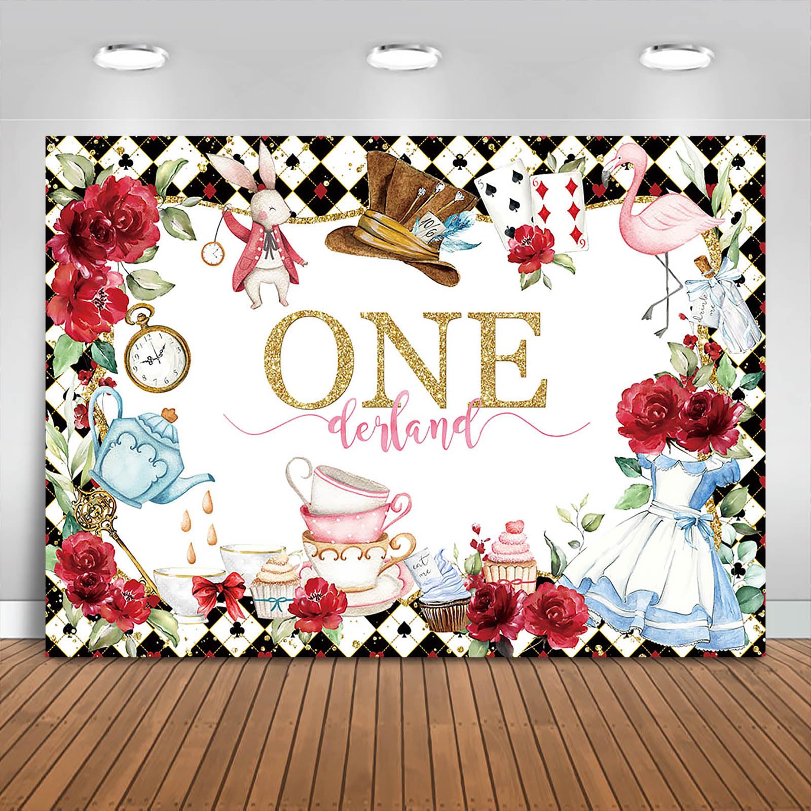 Fitumiw Wonderland 1St Birthday Backdrop 7X5Ft Tea Party Onederland Happy First Birthday Background Party Decorations For Kids G