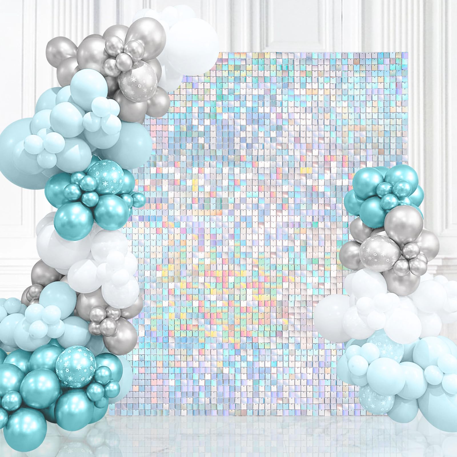 Rainbow Silver Shimmer Wall Backdrop 6FTx4FT Sequin Photo Backdrop Sparkly Backgrounds for Wedding Birthday Baby Shower Disco St