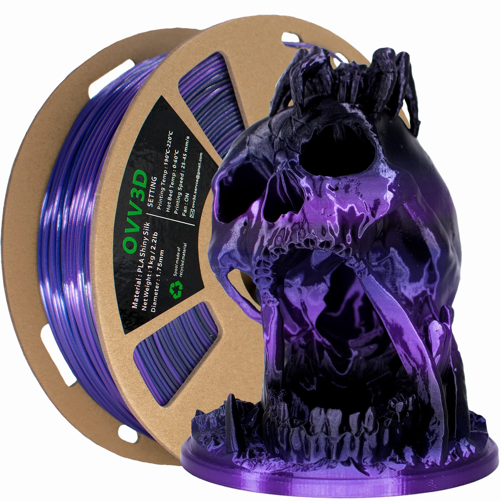 Pla Filament 1.75Mm, 3D Printer Filament Silk Black Purple Color Changing, Silk Pla Filament, 3D Printing Filament 1.75 +/ 0.02M