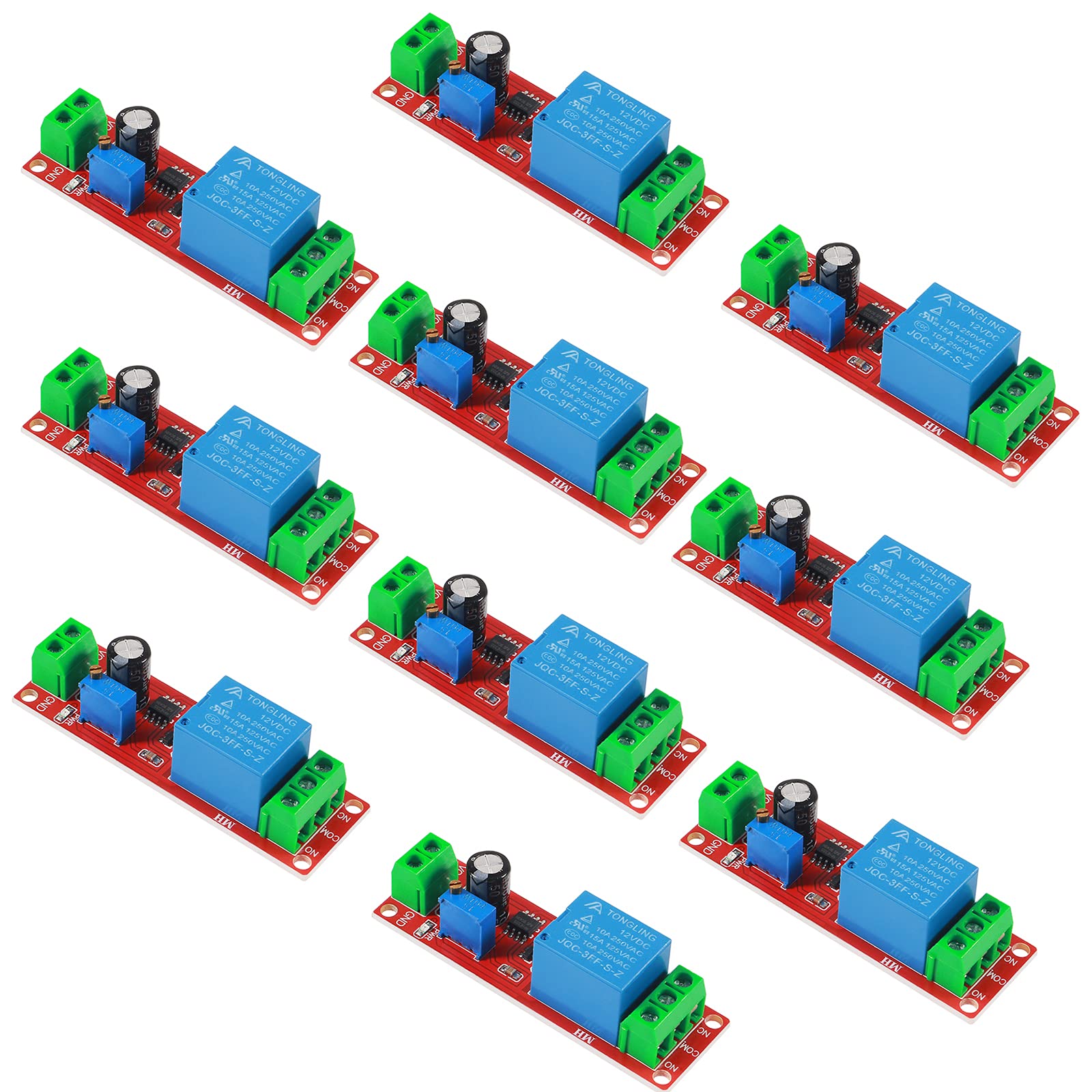 Dorhea 10Pcs Dc 12V Ne555 Delay Timer Relay Switch Module Adjustable 0 10 Seconds Constant Current Regulator Timer Delay Convert