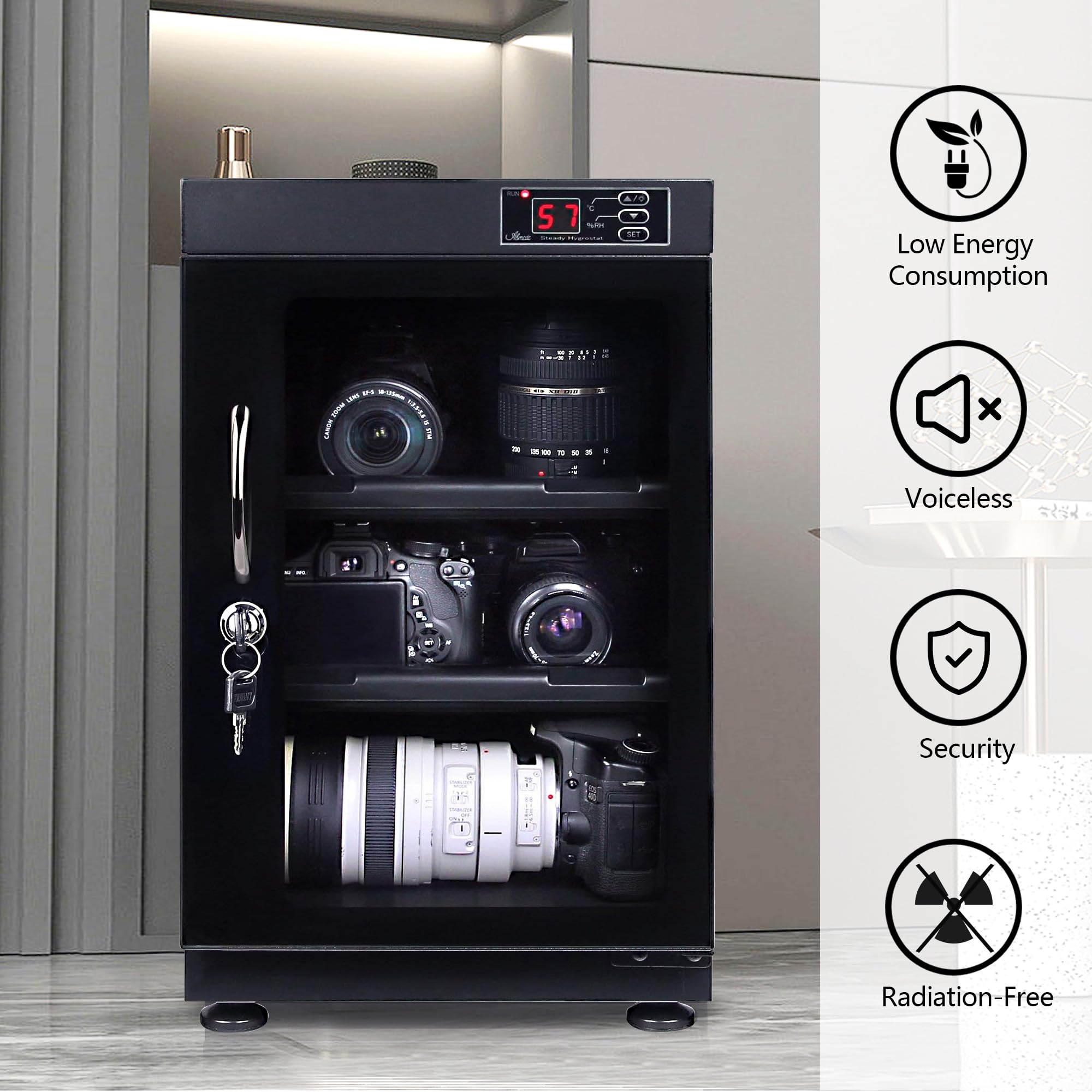 T.A.P 38L Automatic Numerical Led Control Dry Cabinet Box Storage For Dslr Camera Lens