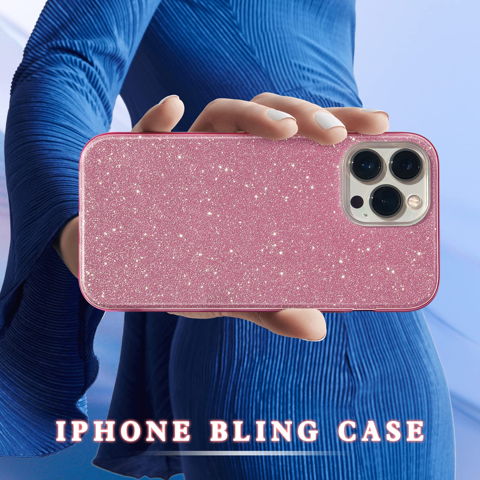 MATEPROX iPhone 13 Pro Case Bling Sparkle Protective TPU Pink 6.1 inch