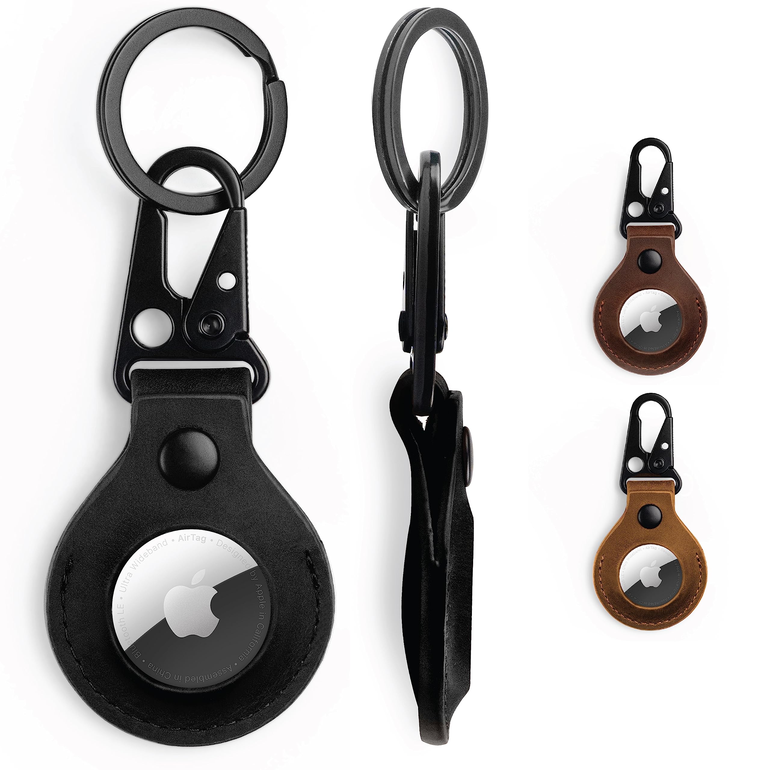 Kordiz Leather Airtag Holder   Airtag Keychain Leather With Clasp, Full Grain Crazy Horse Leather Cases For Apple Air Tags Prote