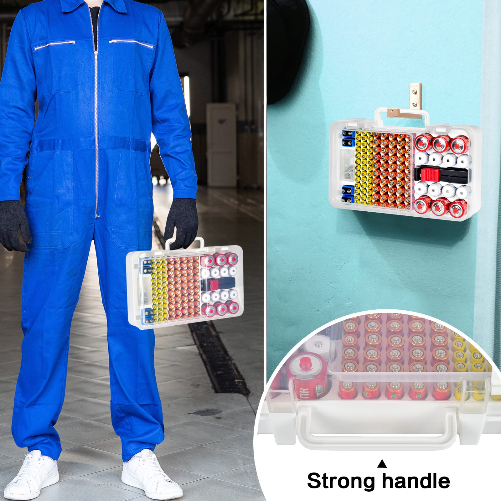 Battery Organizer Storage Case With Tester Checker. Batteries Holder Box Container For 120+ Aa Aaa 9V C D Lithium Cr2025 Cr1632